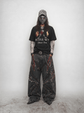 RUIN STAIN CURVED SPLIT DISTRESSED JEANS