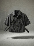 STRAP HARNESS DENIM SHORT SLEEVE SHIRT