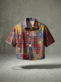 SPIDER RHINESTONE PLAID SHIRT