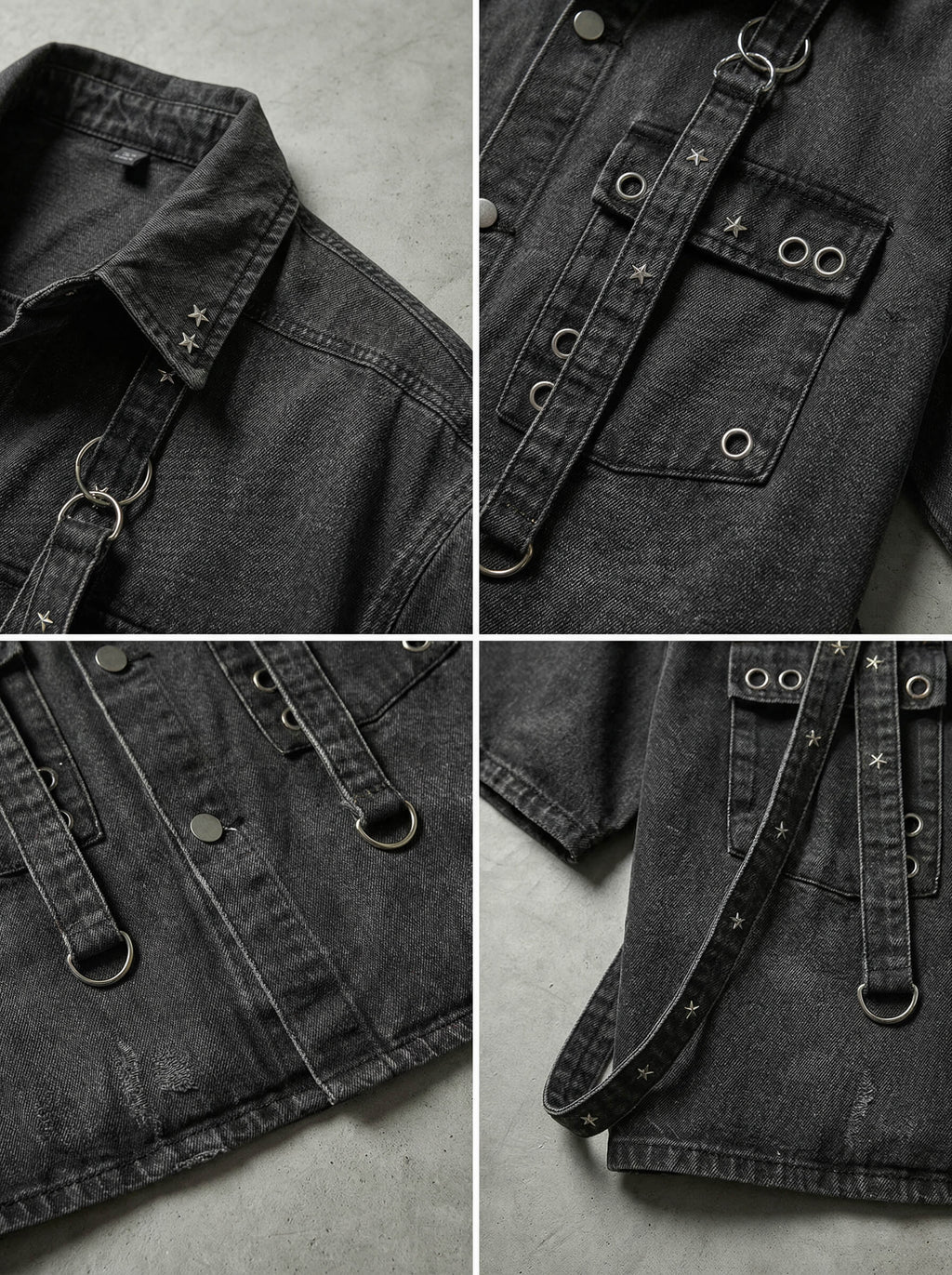 STRAP HARNESS DENIM SHORT SLEEVE SHIRT