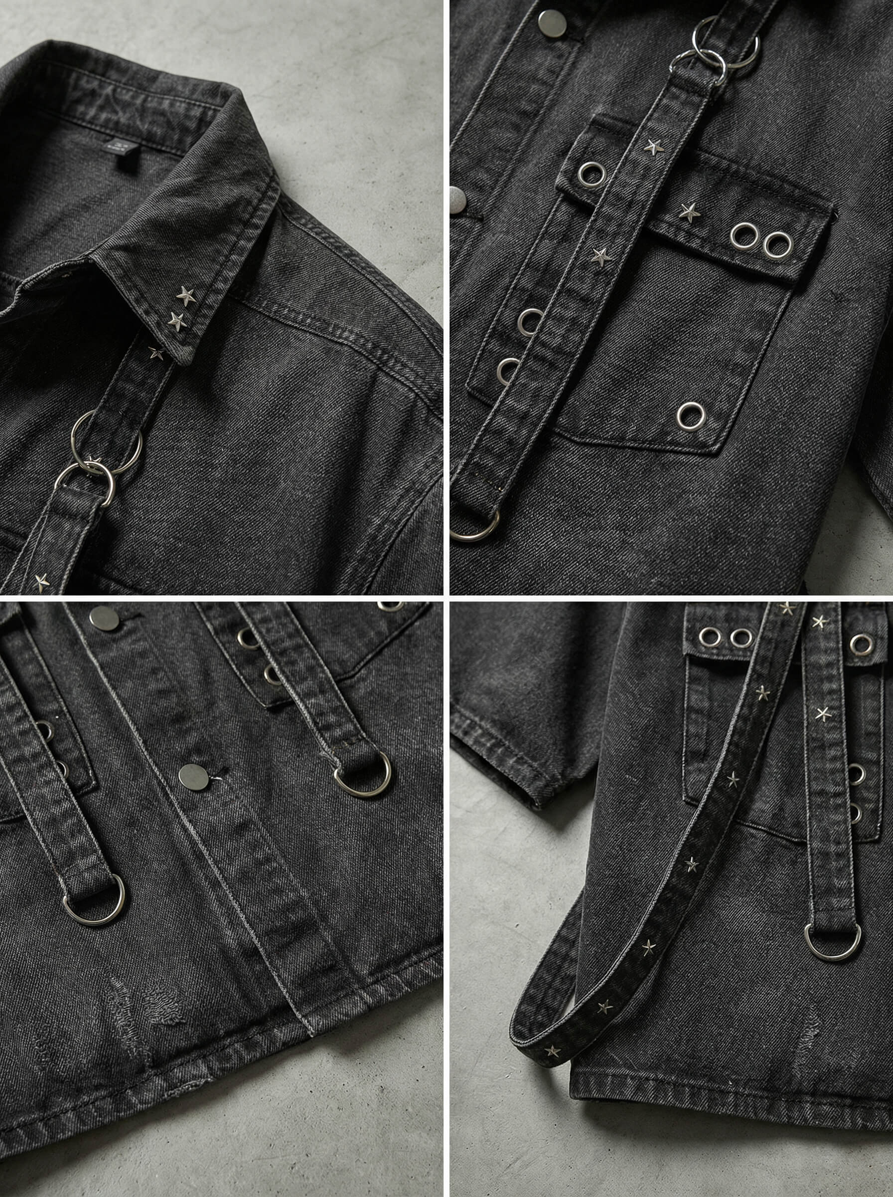 STRAP HARNESS DENIM SHORT SLEEVE SHIRT