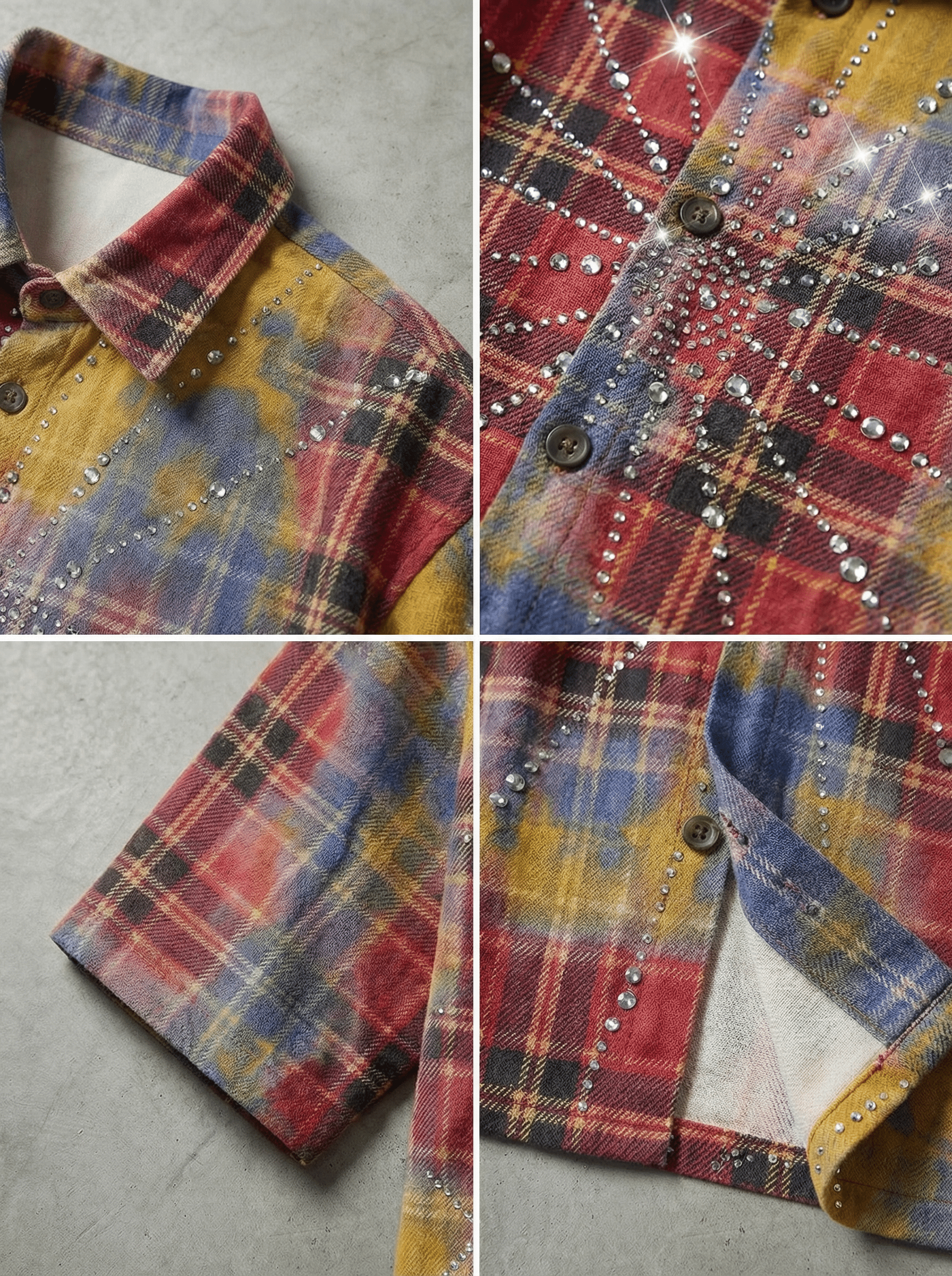 SPIDER RHINESTONE PLAID SHIRT