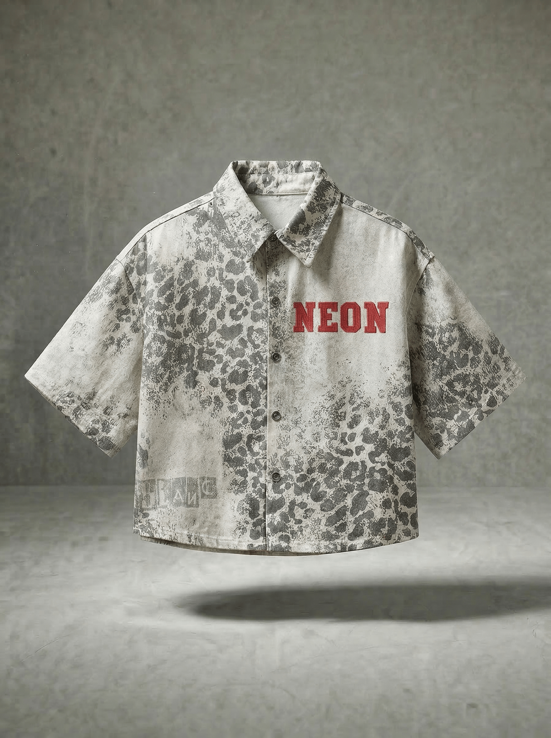 NEON LEOPARD PRINT DENIM SHIRT