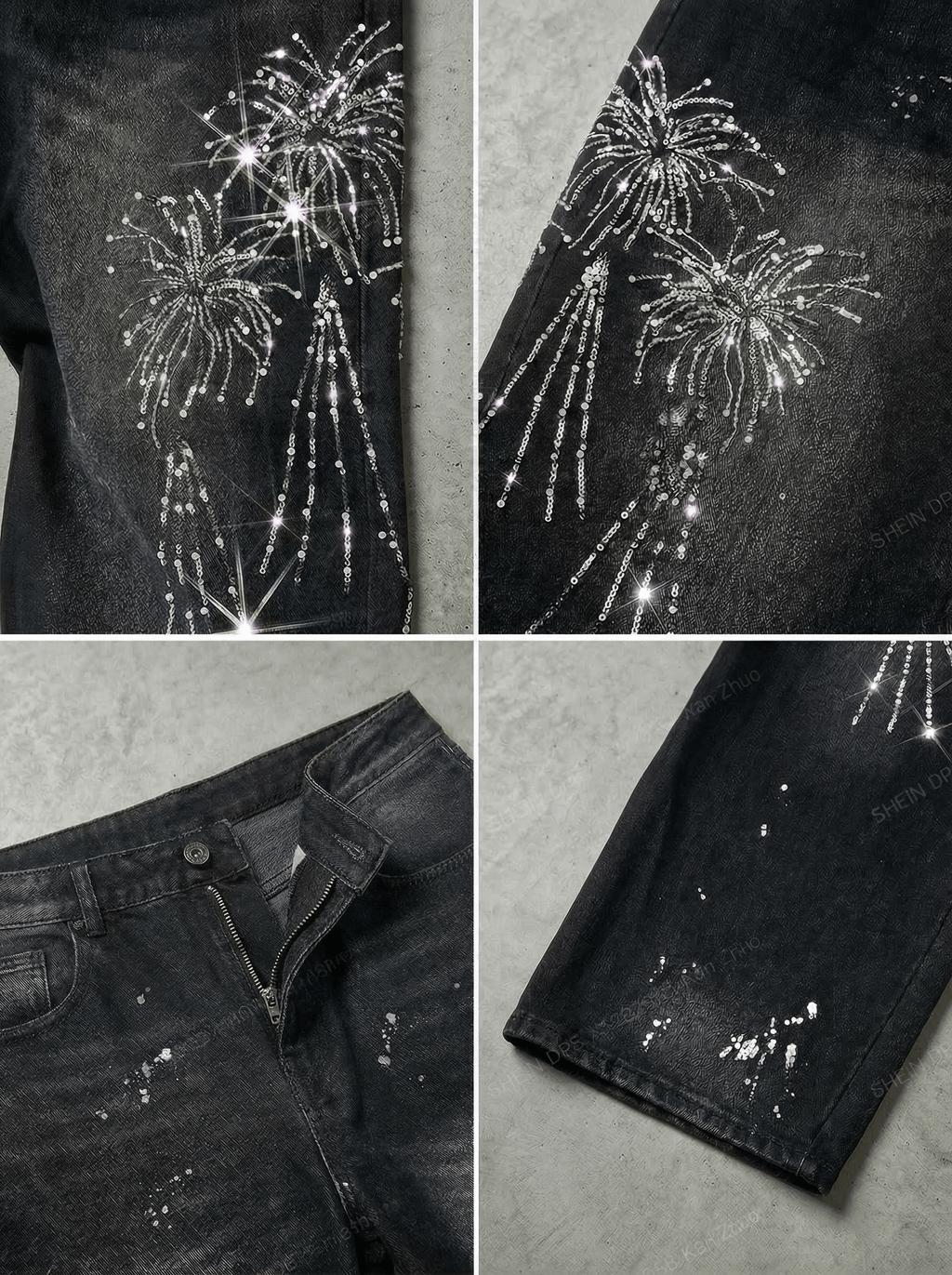 FIREWORK RHINESTONE BALLOON JEANS