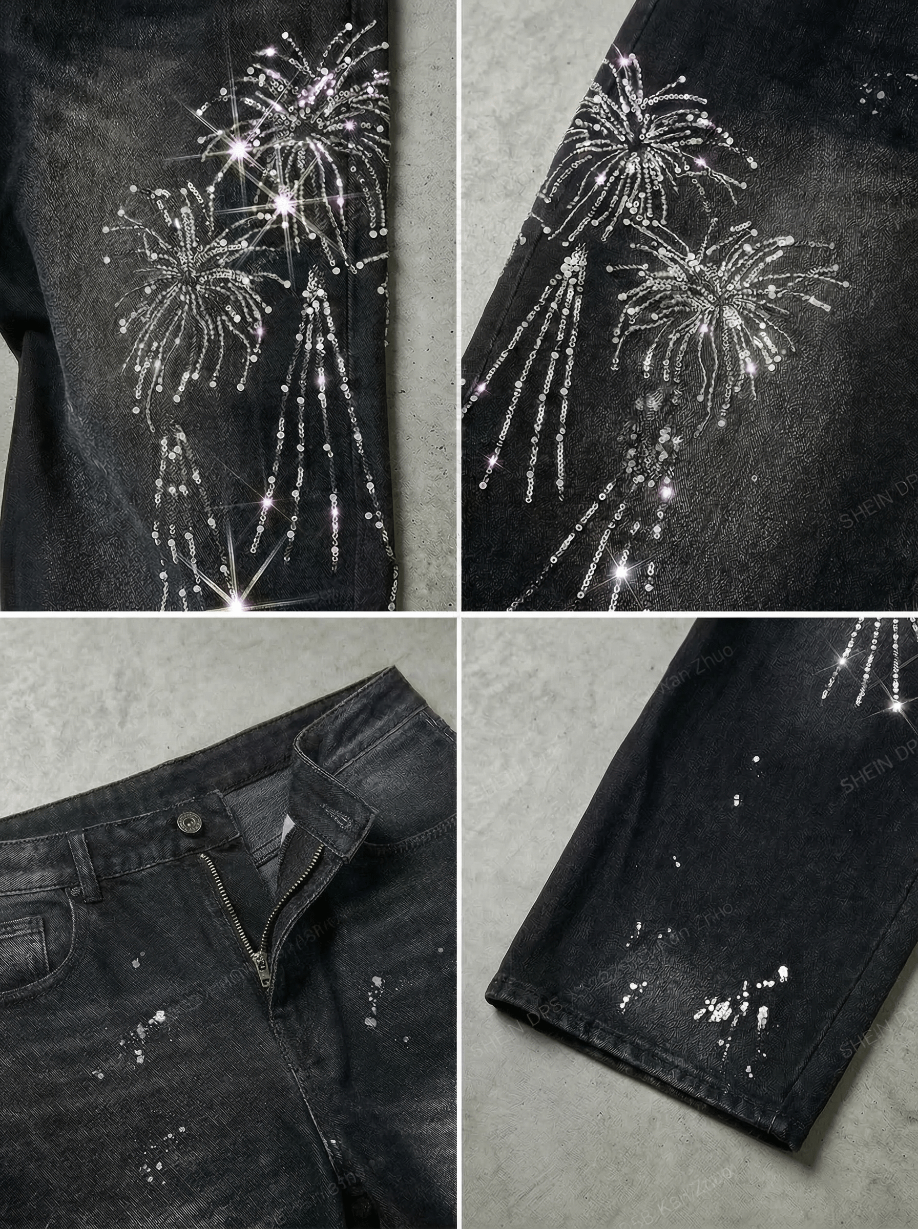 FIREWORK RHINESTONE BALLOON JEANS