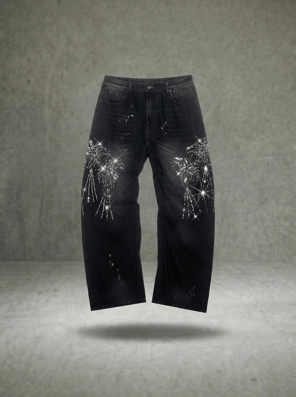 FIREWORK RHINESTONE BALLOON JEANS