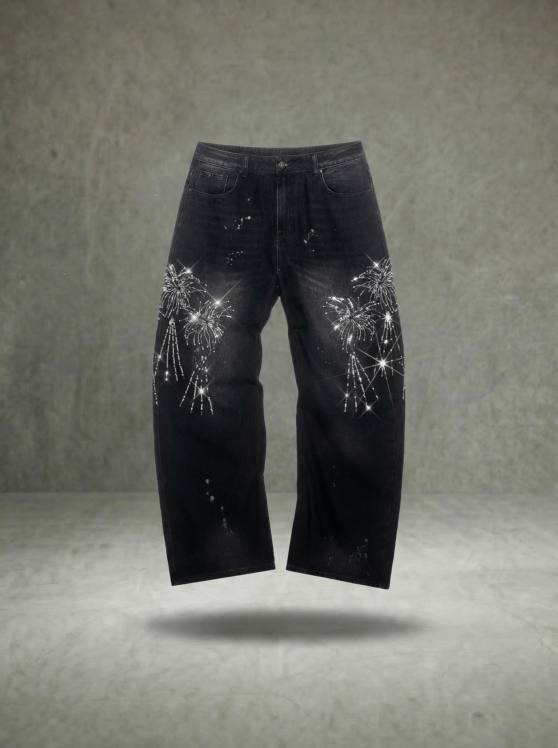 FIREWORK RHINESTONE BALLOON JEANS