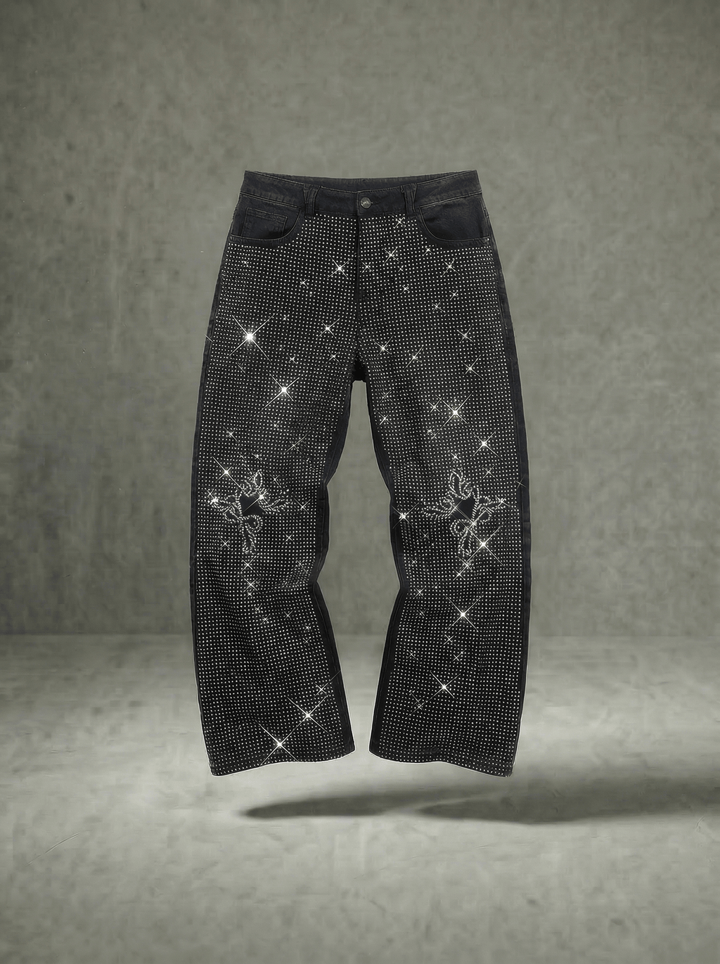 FULL RHINESTONE EMBELLISHED FLARE JEANS