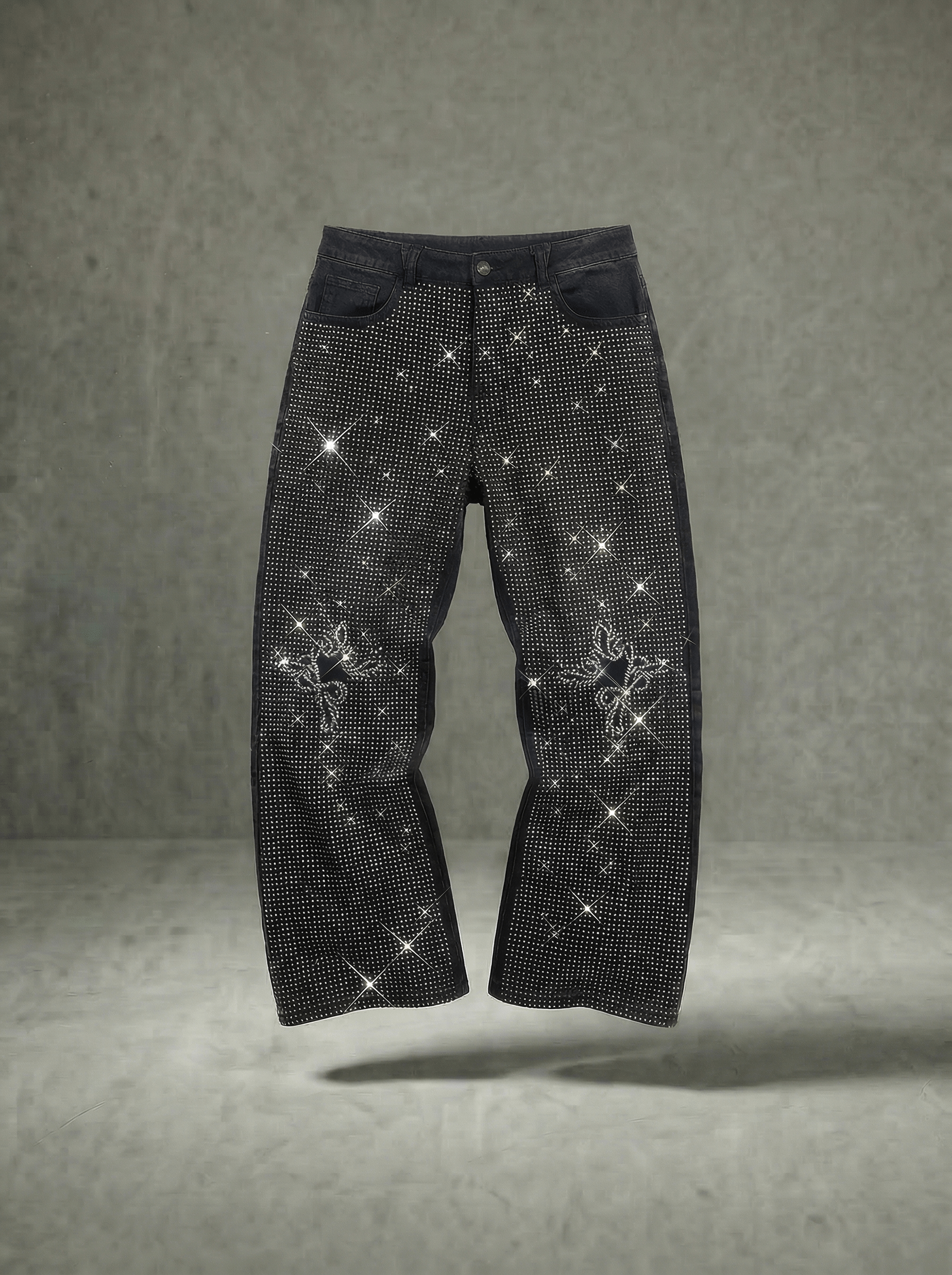 FULL RHINESTONE EMBELLISHED FLARE JEANS