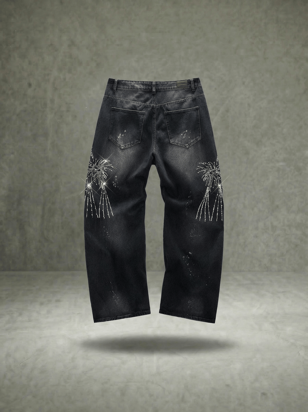 FIREWORK RHINESTONE BALLOON JEANS