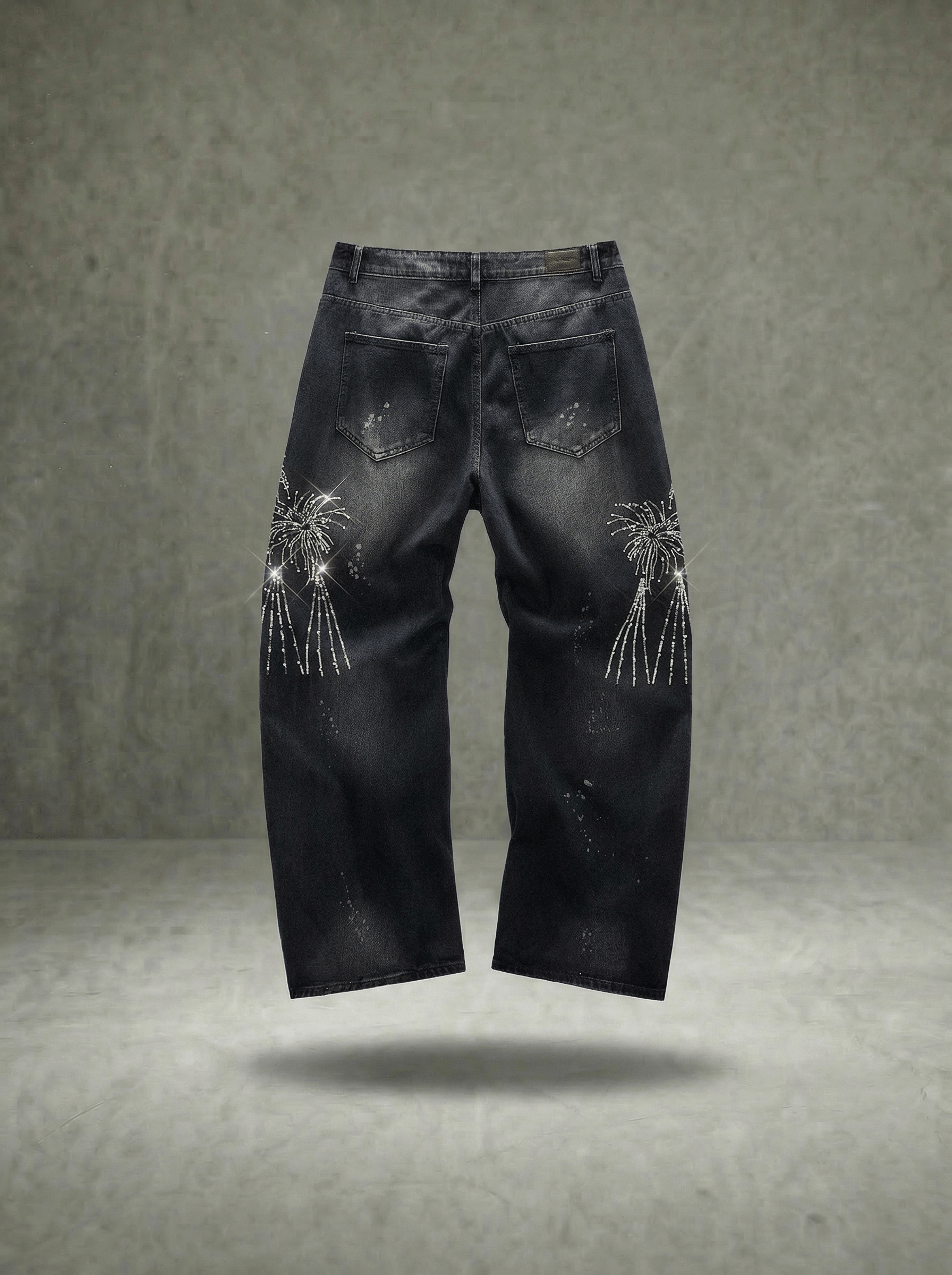 FIREWORK RHINESTONE BALLOON JEANS
