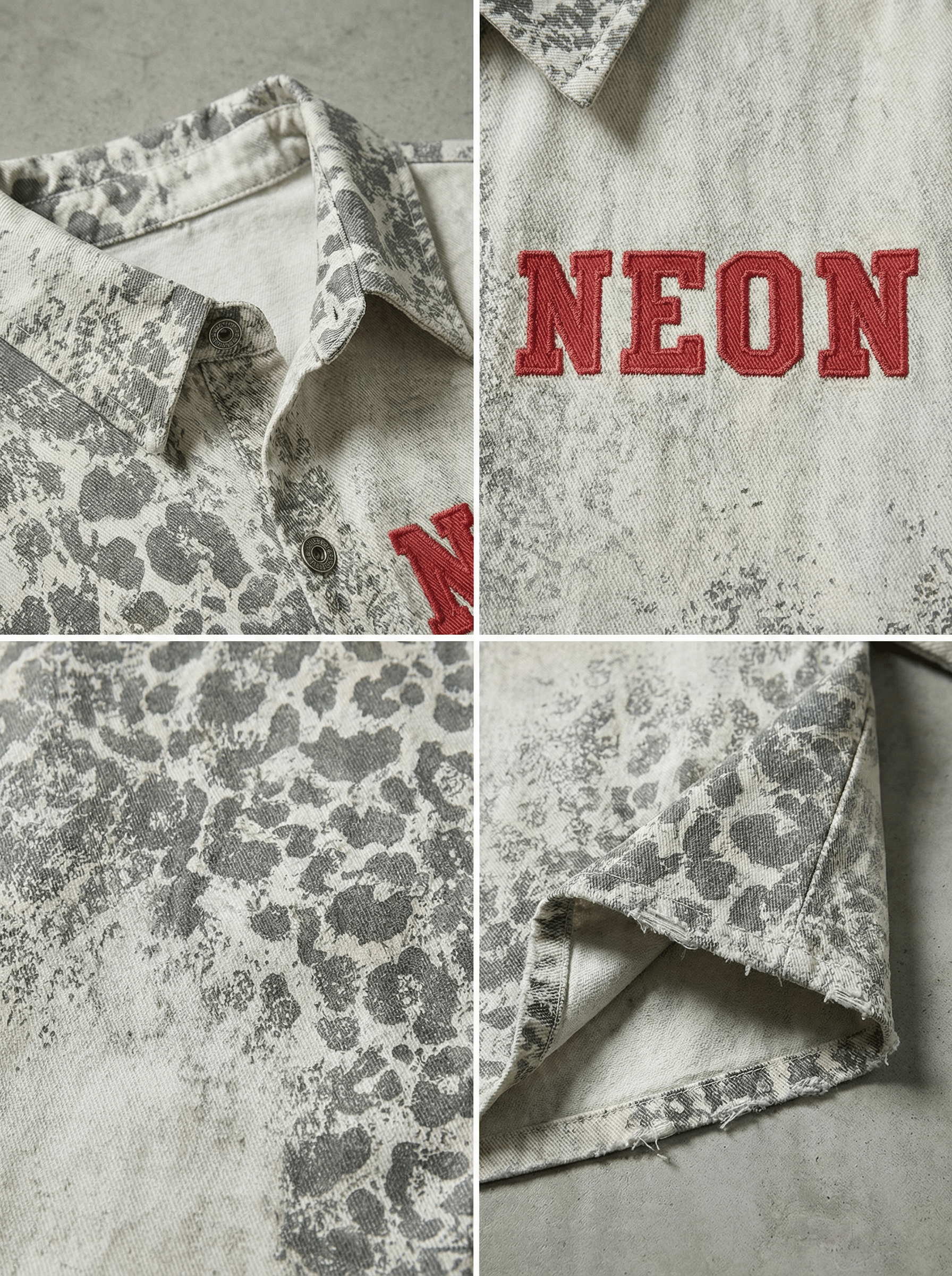 NEON LEOPARD PRINT DENIM SHIRT