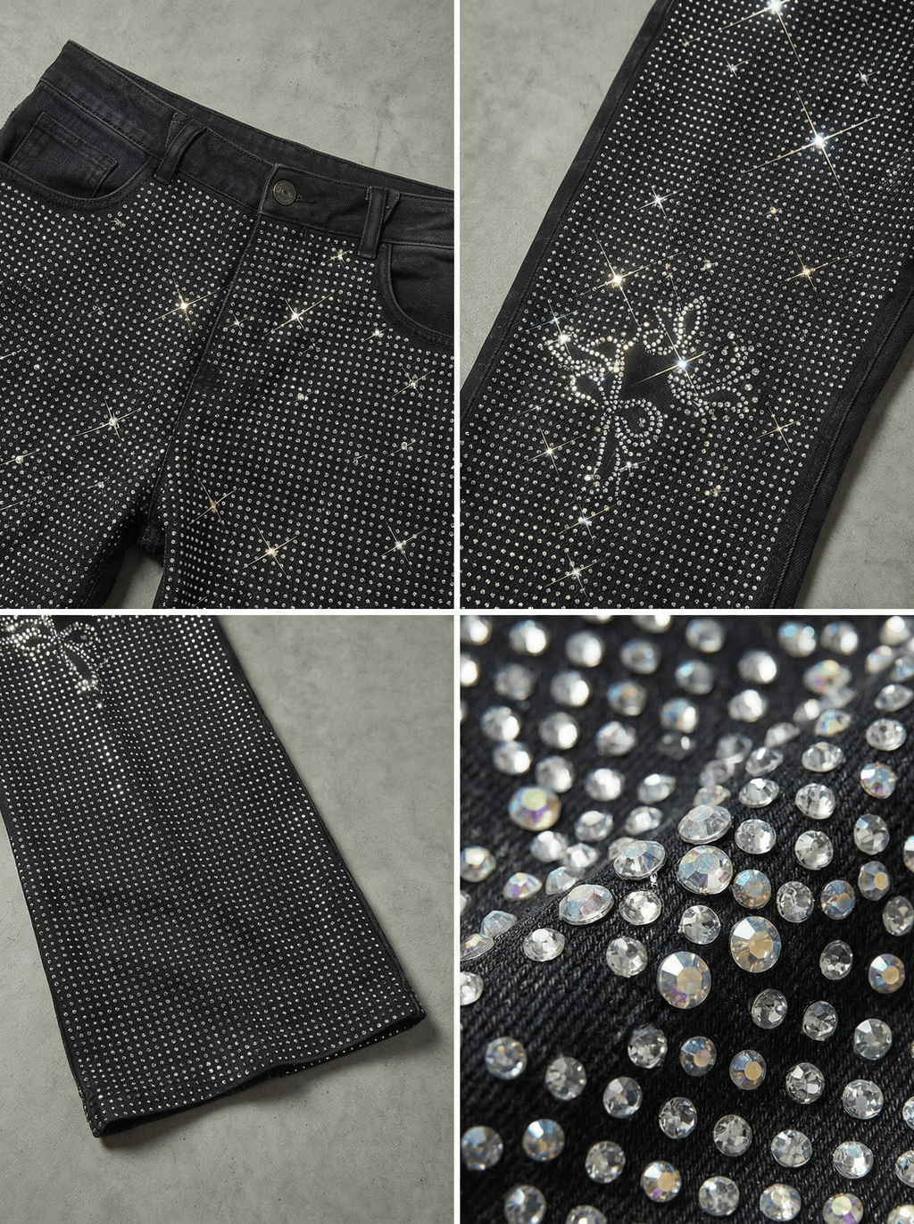 FULL RHINESTONE EMBELLISHED FLARE JEANS