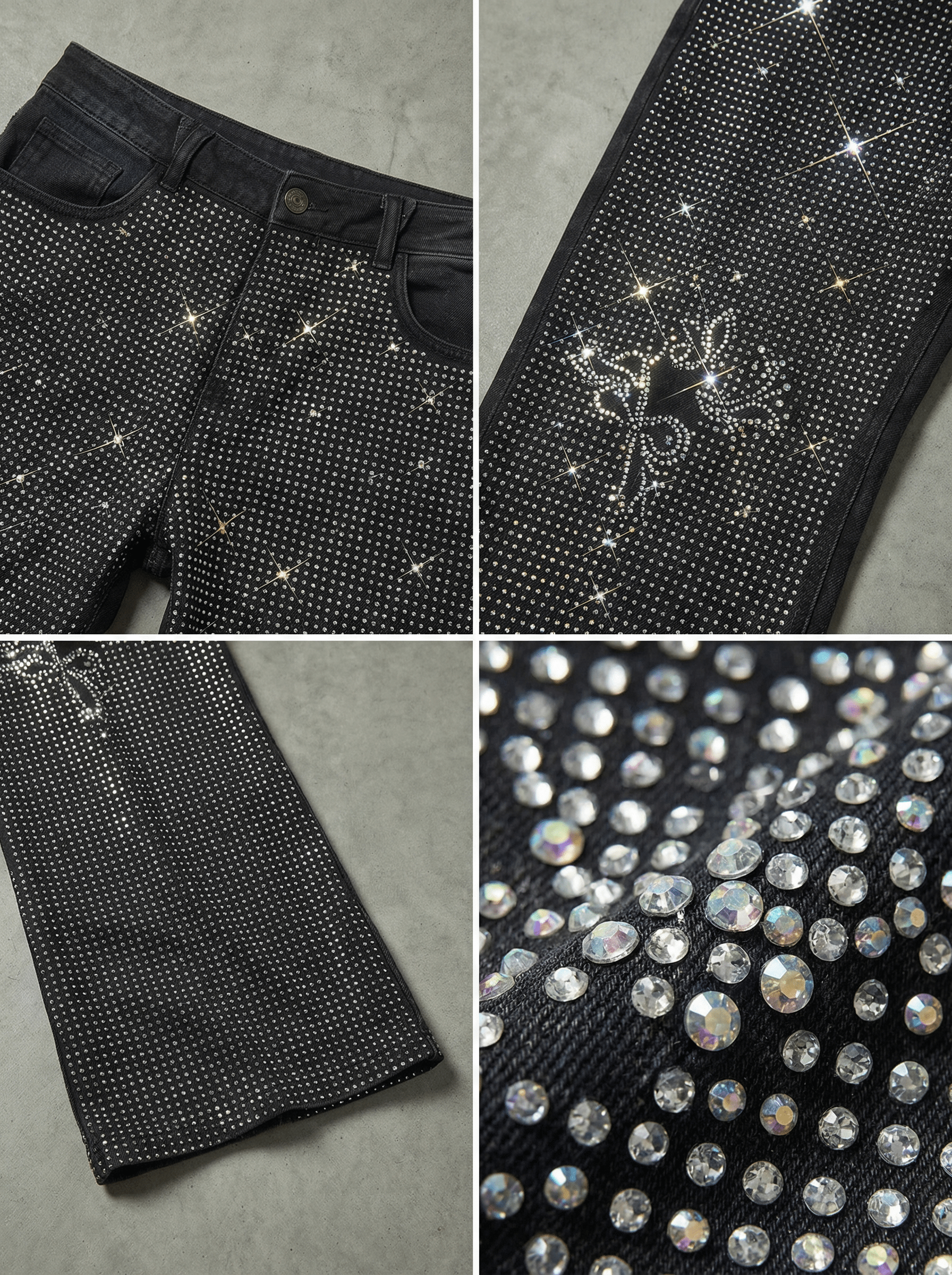 FULL RHINESTONE EMBELLISHED FLARE JEANS
