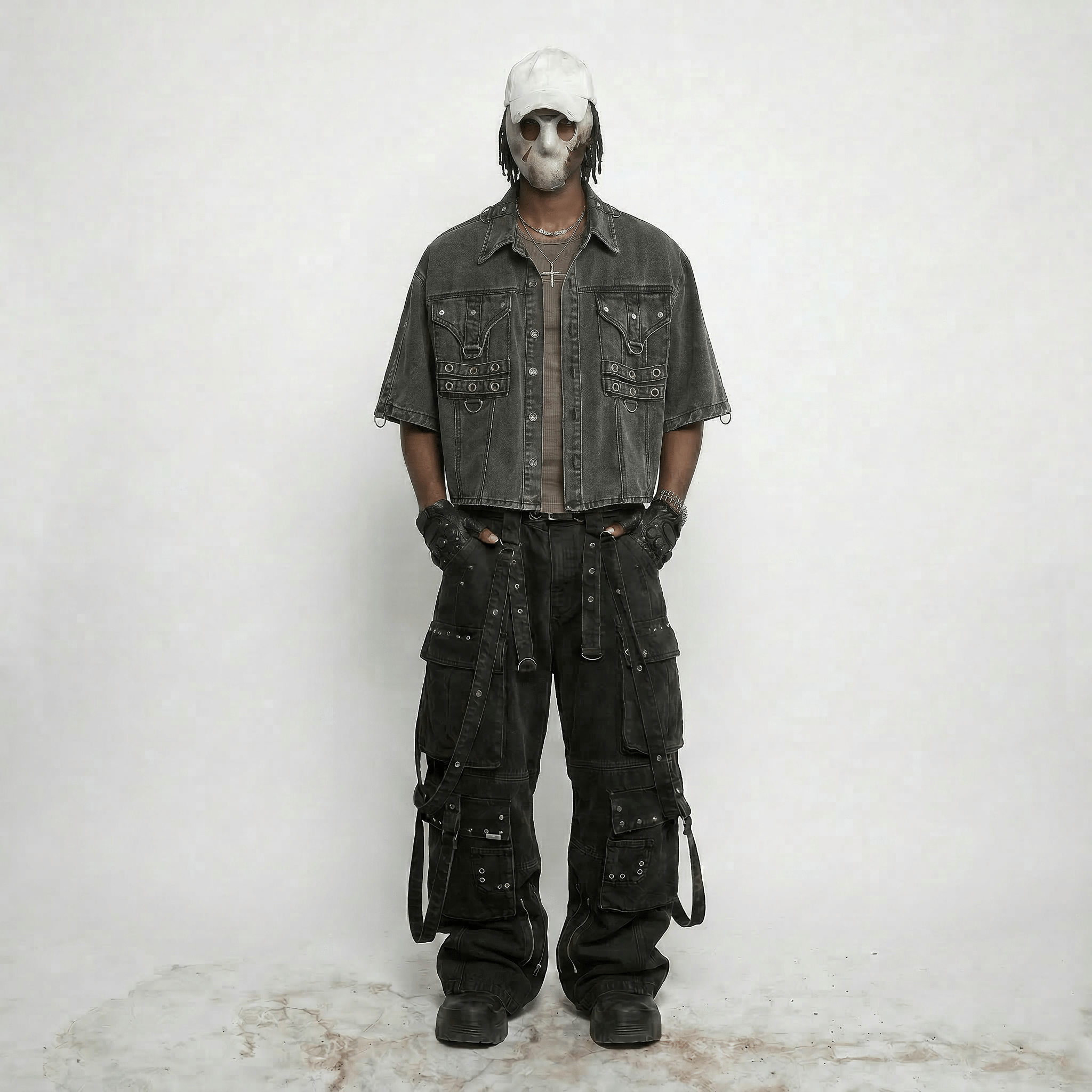 UTILITY HARNESS DENIM SHIRT