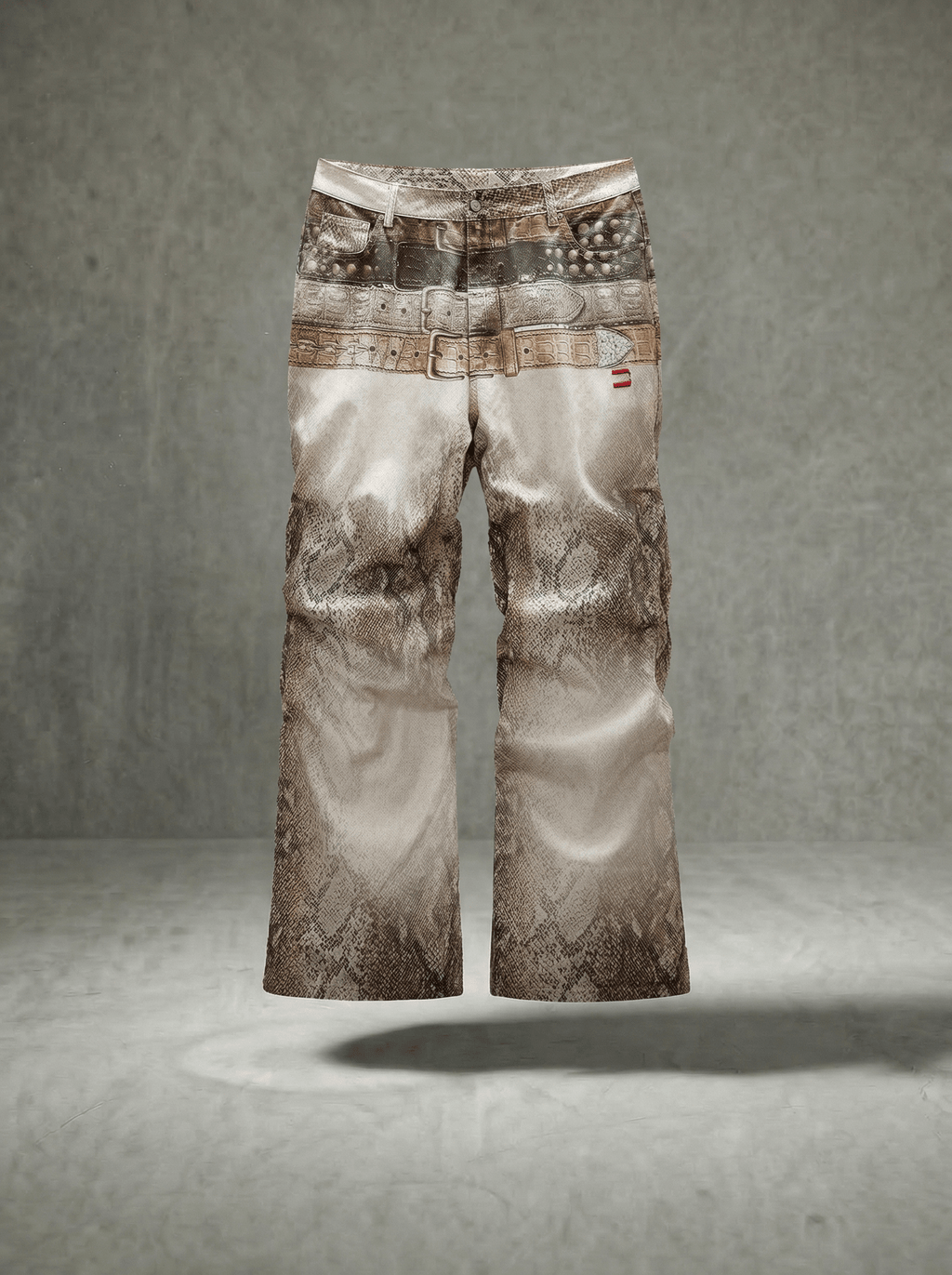 SNAKE PRINT BELT PRINT FLARE JEANS