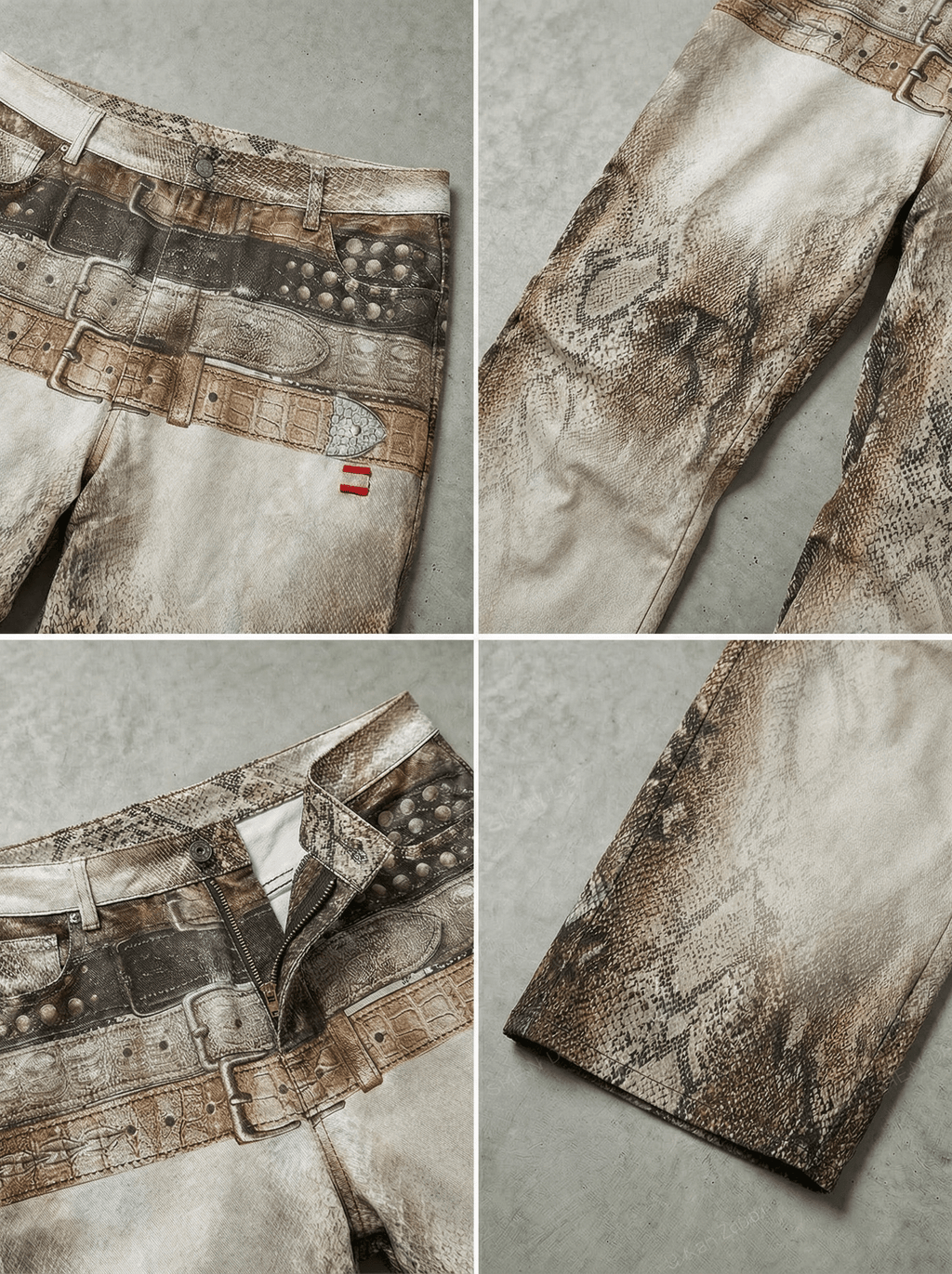 SNAKE PRINT BELT PRINT FLARE JEANS