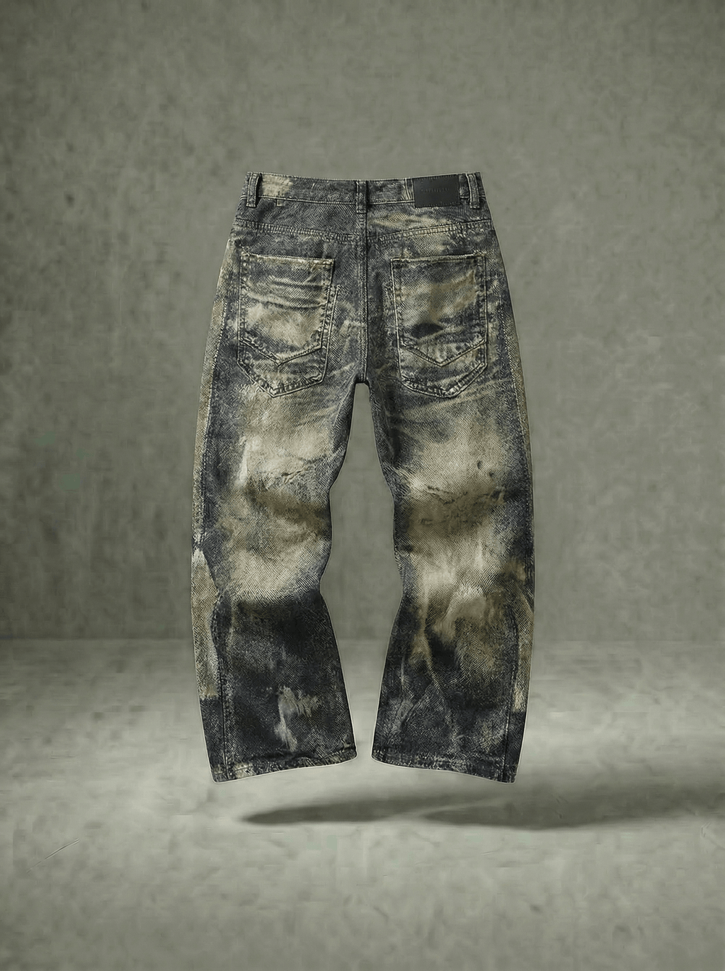 DISTRESSED PATCHWORK STUDDED BALLOON JEANS