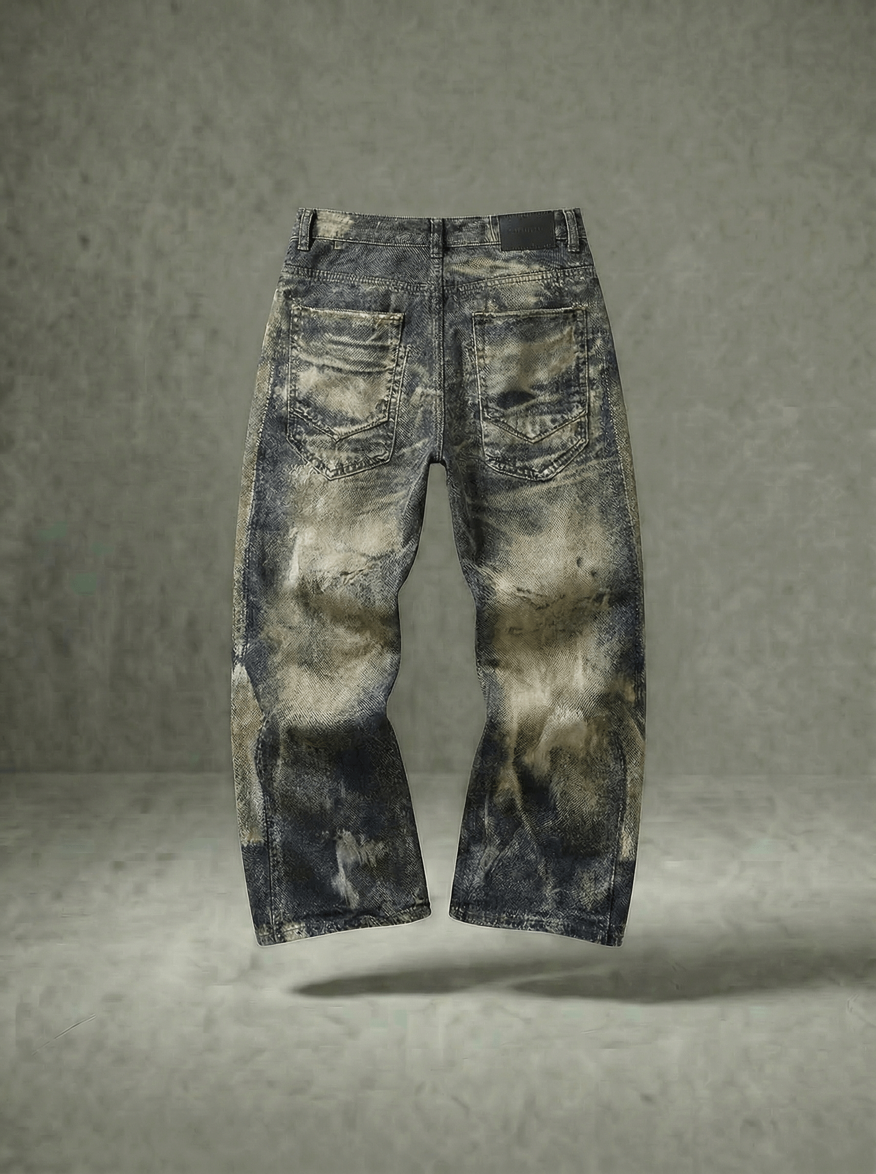 DISTRESSED PATCHWORK STUDDED BALLOON JEANS