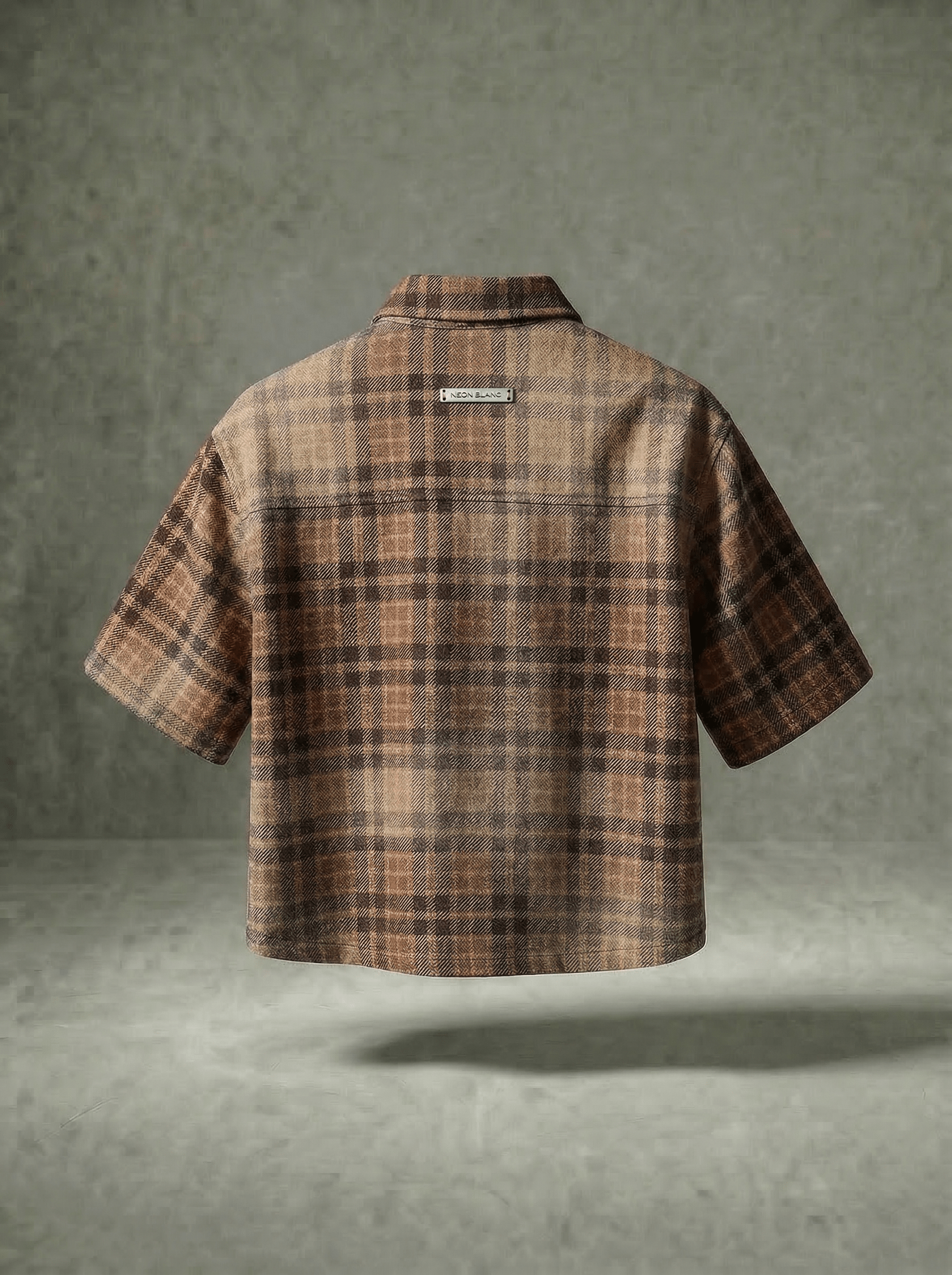 SPIDERWEB RHINESTONE BROWN PLAID SHIRT