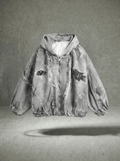 DISTRESSED FRINGE ZIP HOODIE