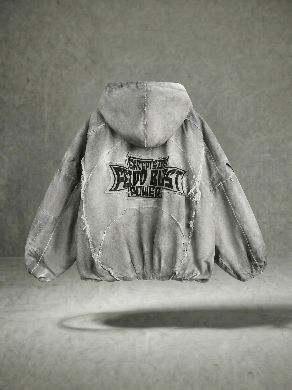 DISTRESSED FRINGE ZIP HOODIE
