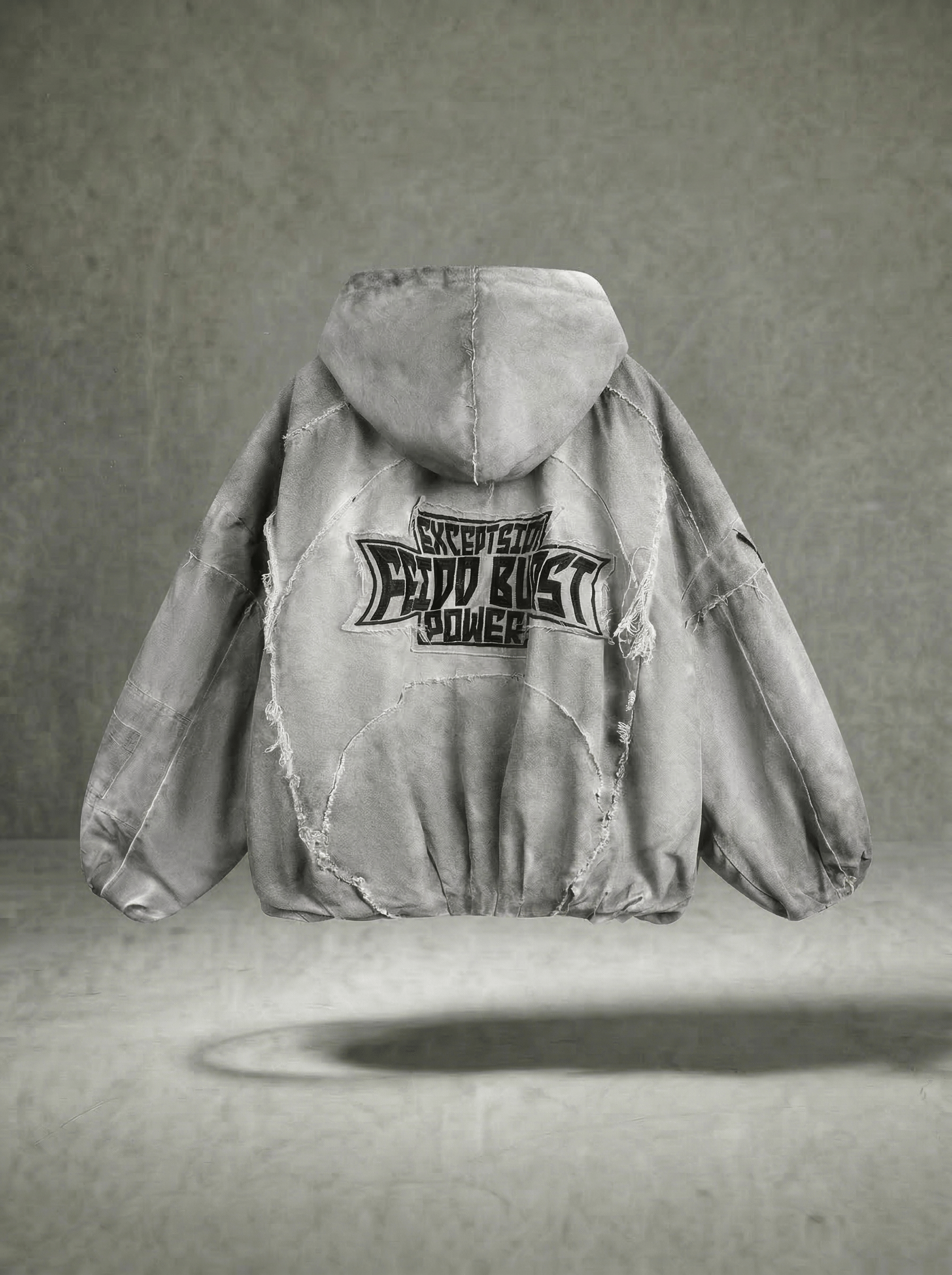 DISTRESSED FRINGE ZIP HOODIE