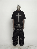 SILVER STUDDED CROSS T-SHIRT