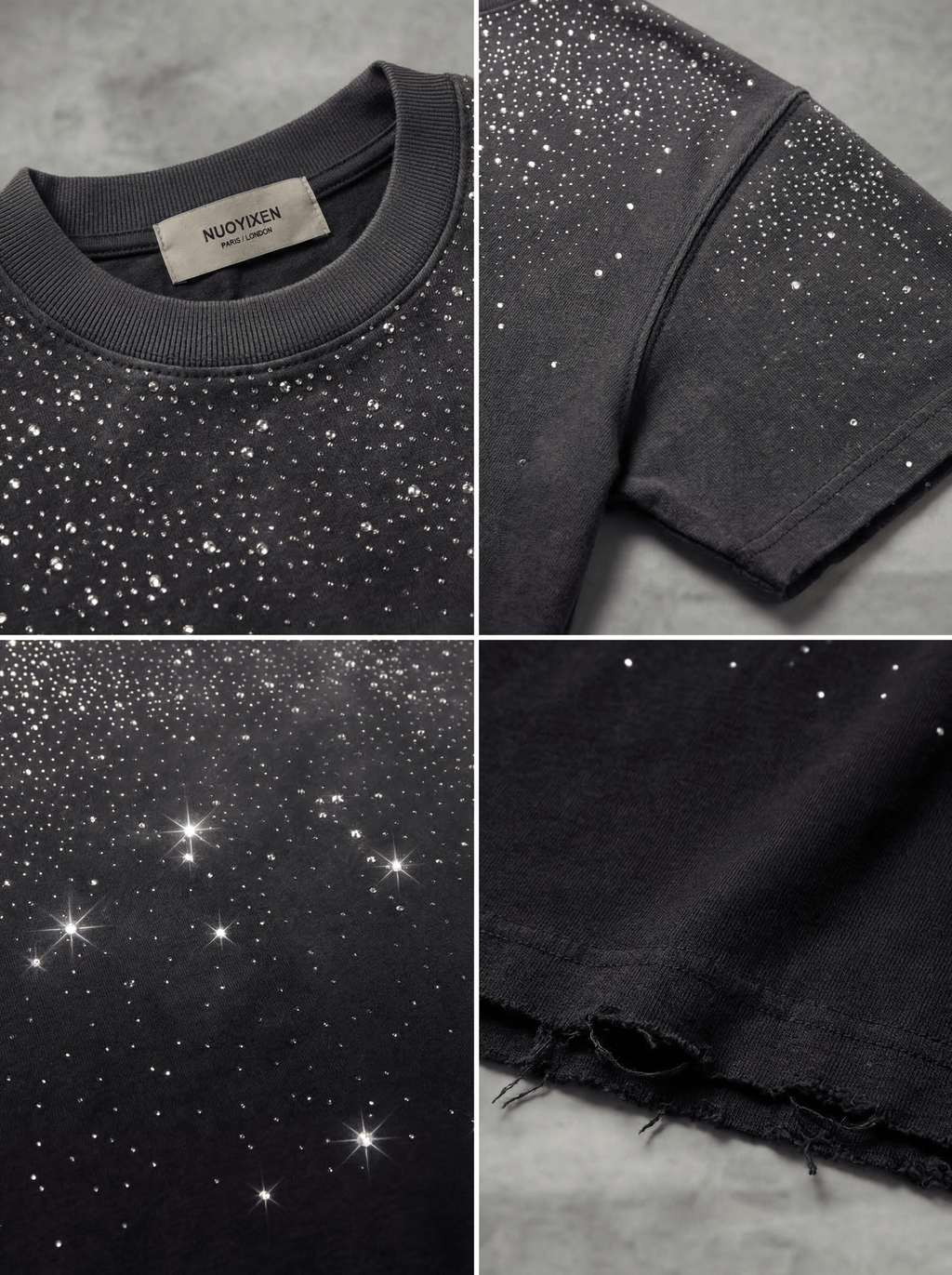 GRADIENT STARRY RHINESTONE T-SHIRT