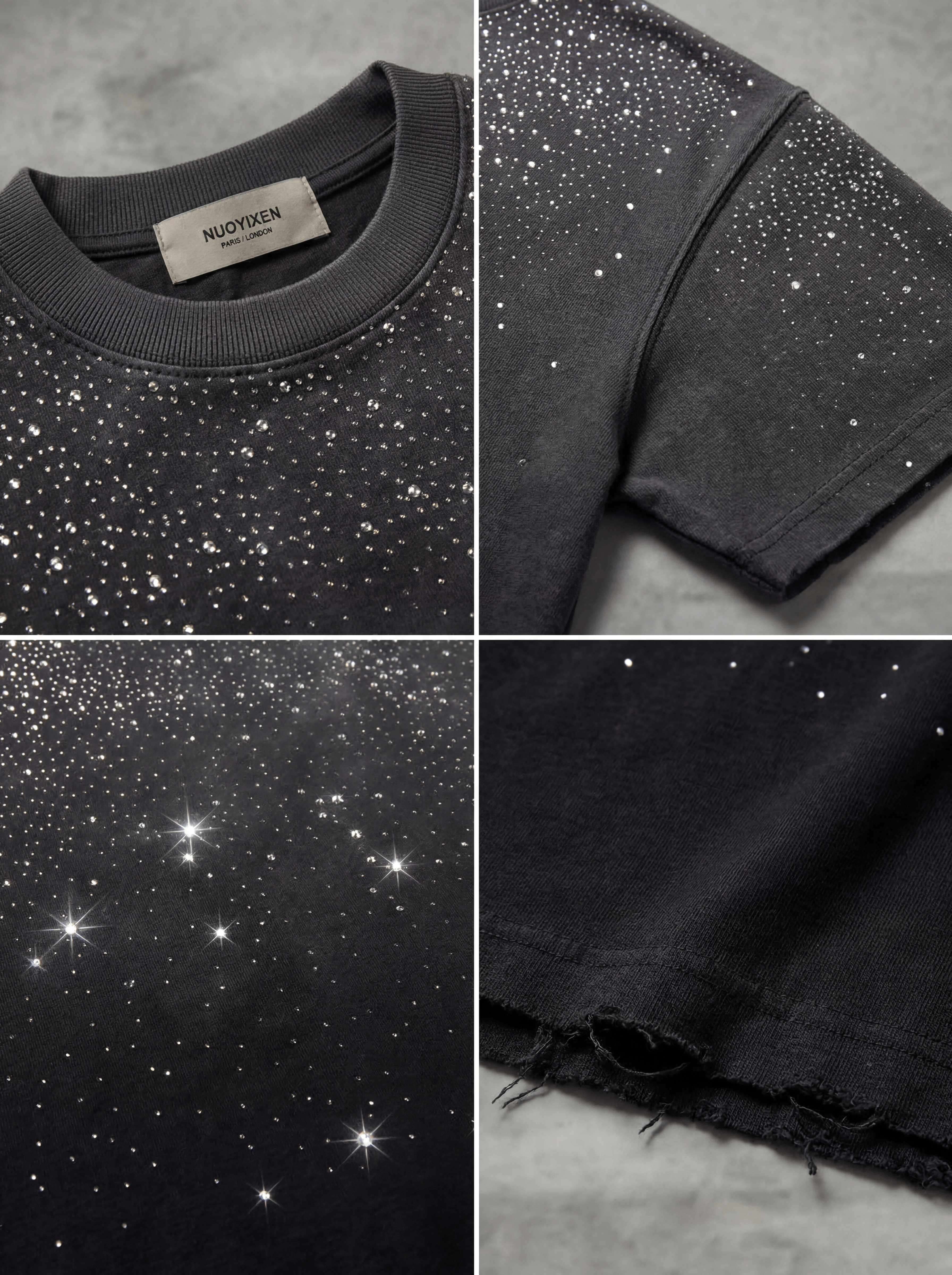 GRADIENT STARRY RHINESTONE T-SHIRT