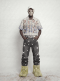 VERTICAL RHINESTONE STRIPE BALLOON JEANS