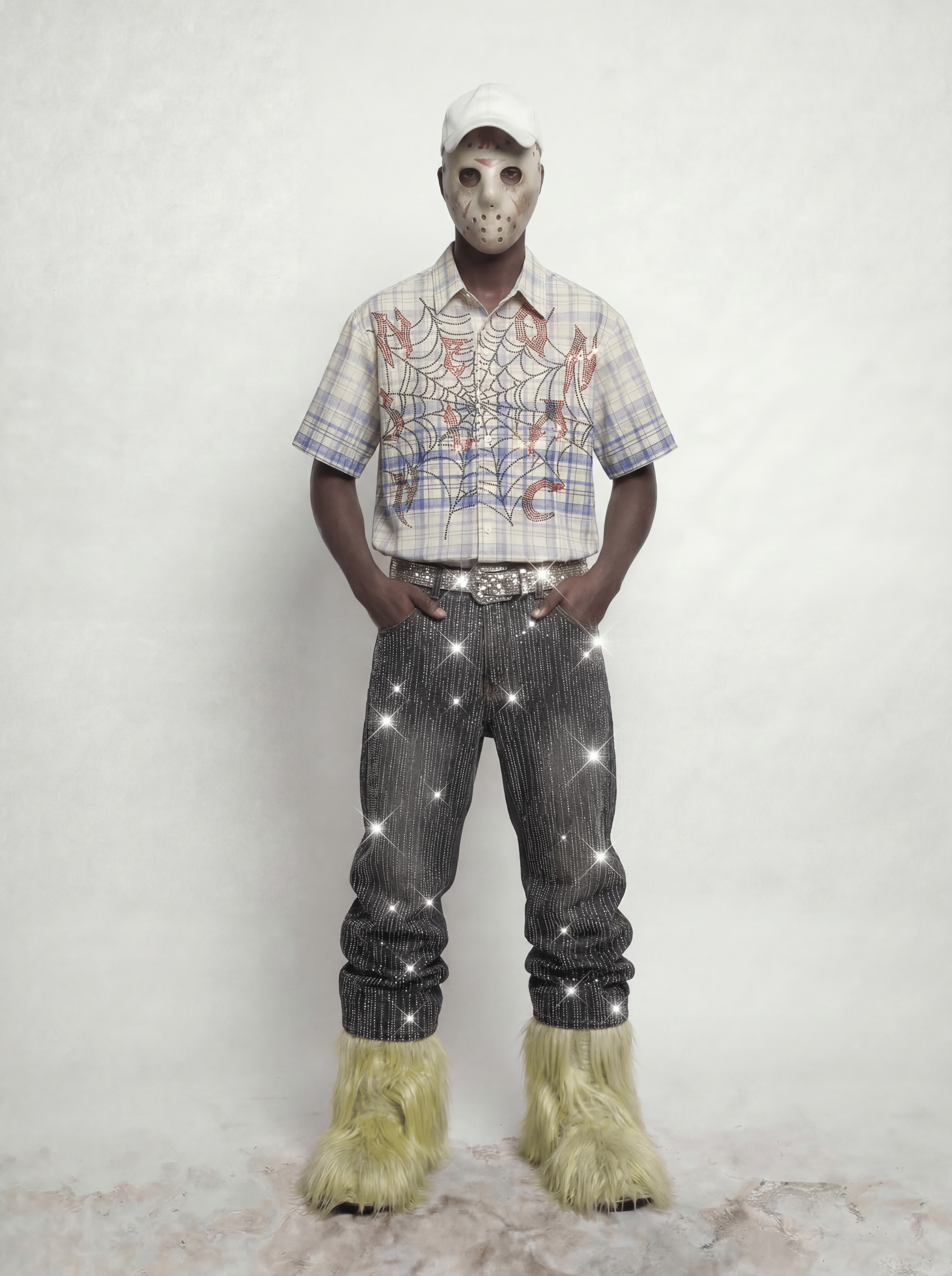 VERTICAL RHINESTONE STRIPE BALLOON JEANS