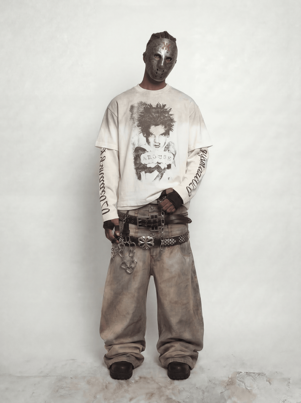 AROUSE PUNK PORTRAIT WASHED T-SHIRT