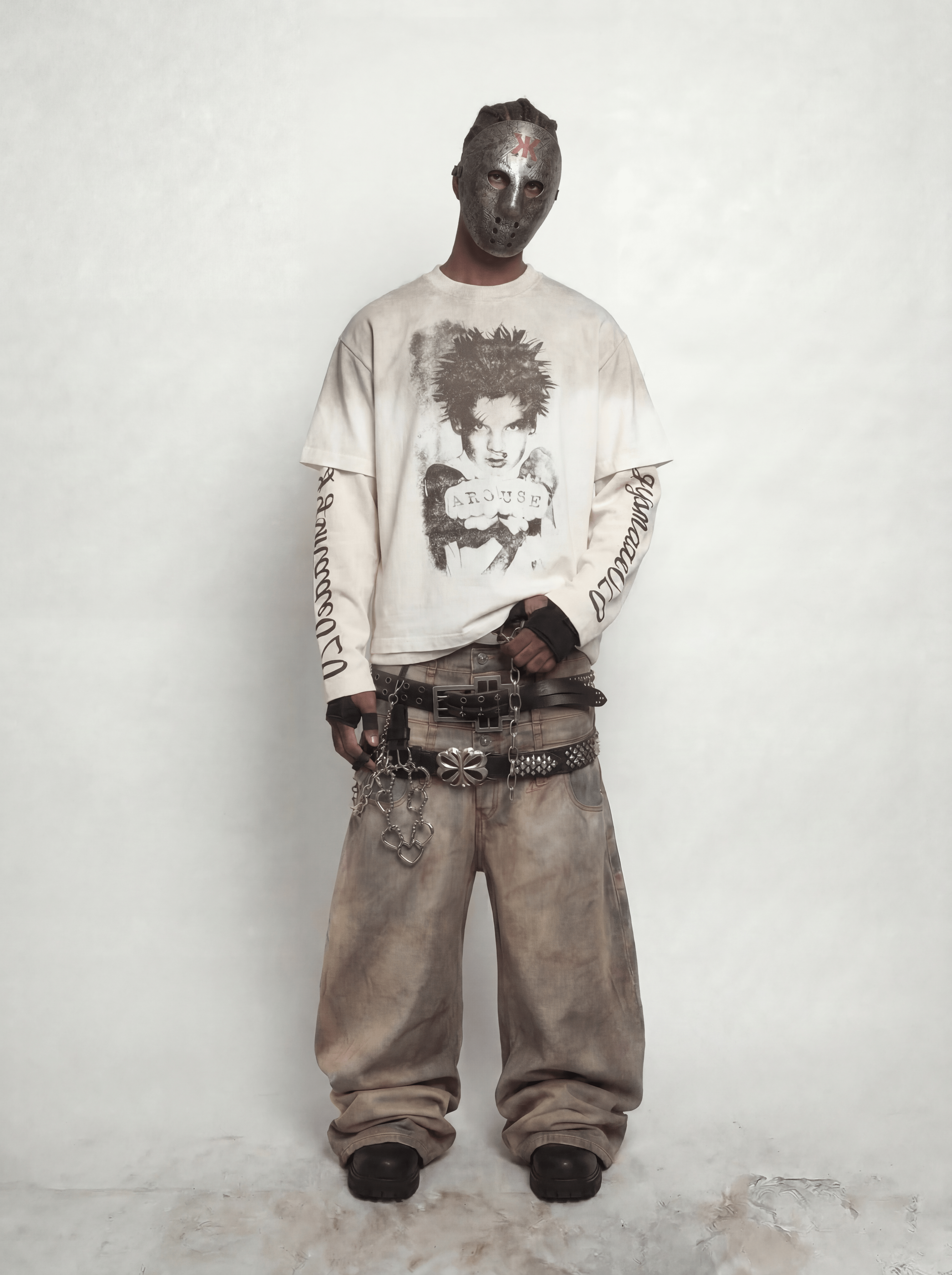 AROUSE PUNK PORTRAIT WASHED T-SHIRT