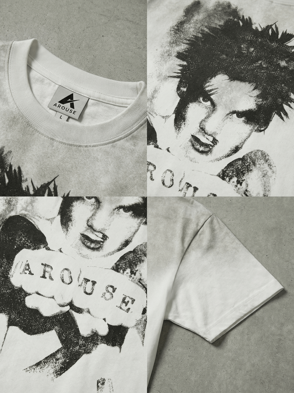 AROUSE PUNK PORTRAIT WASHED T-SHIRT