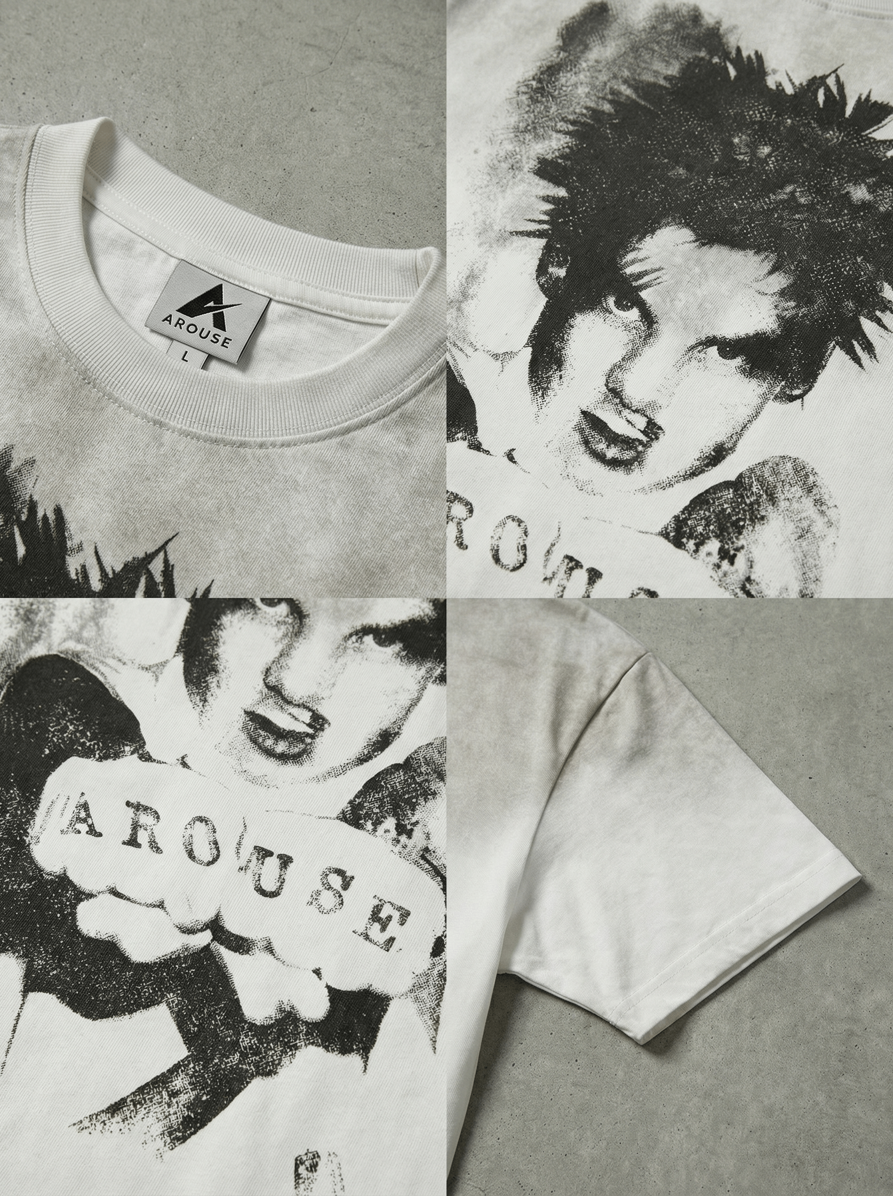 AROUSE PUNK PORTRAIT WASHED T-SHIRT