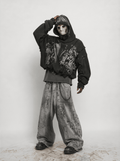BLACK FLAG GRUNGE RAW SEAM KNIT HOODIE