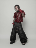 CRACKLED PATENT MOTO CROP TOP
