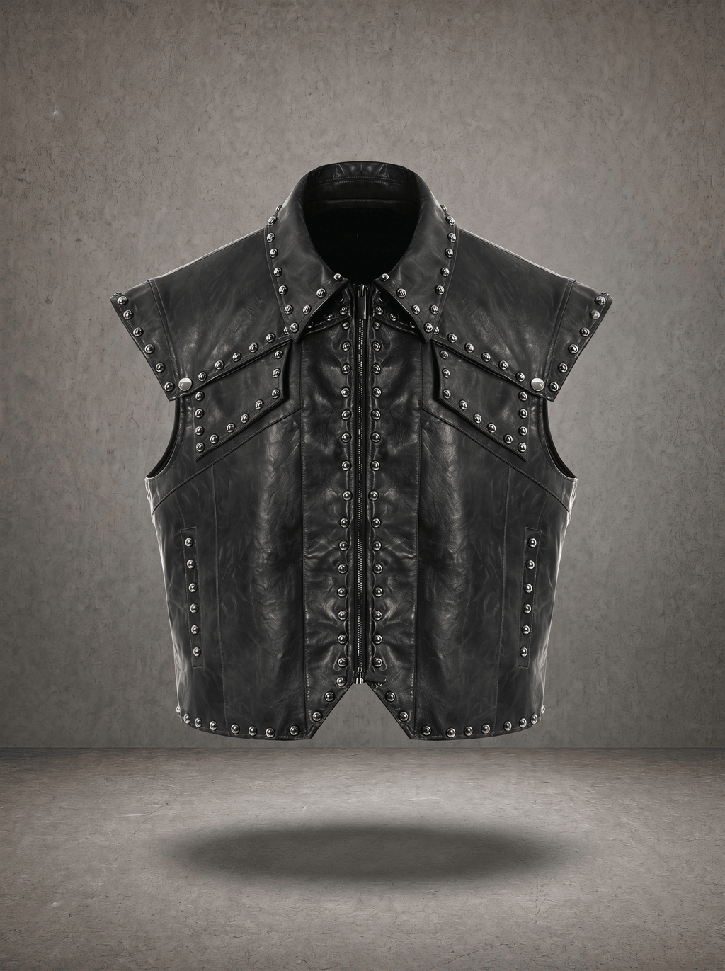 STUDDED PUNK LEATHER VEST