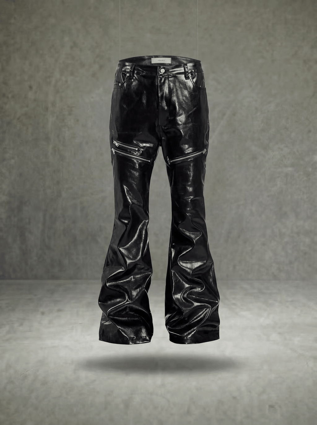 ZIPPER DETAIL FLARE LEATHER PANTS