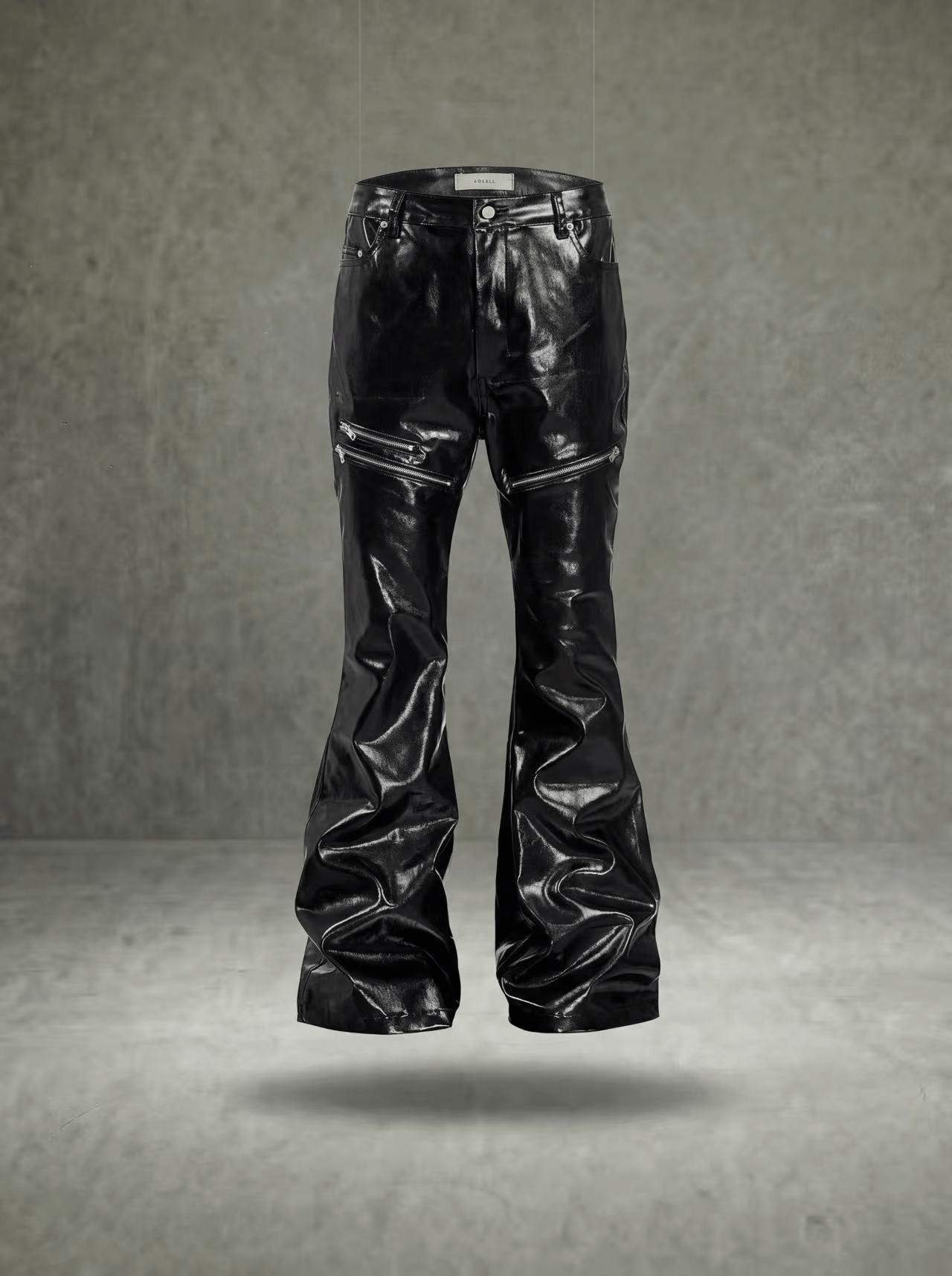 ZIPPER DETAIL FLARE LEATHER PANTS
