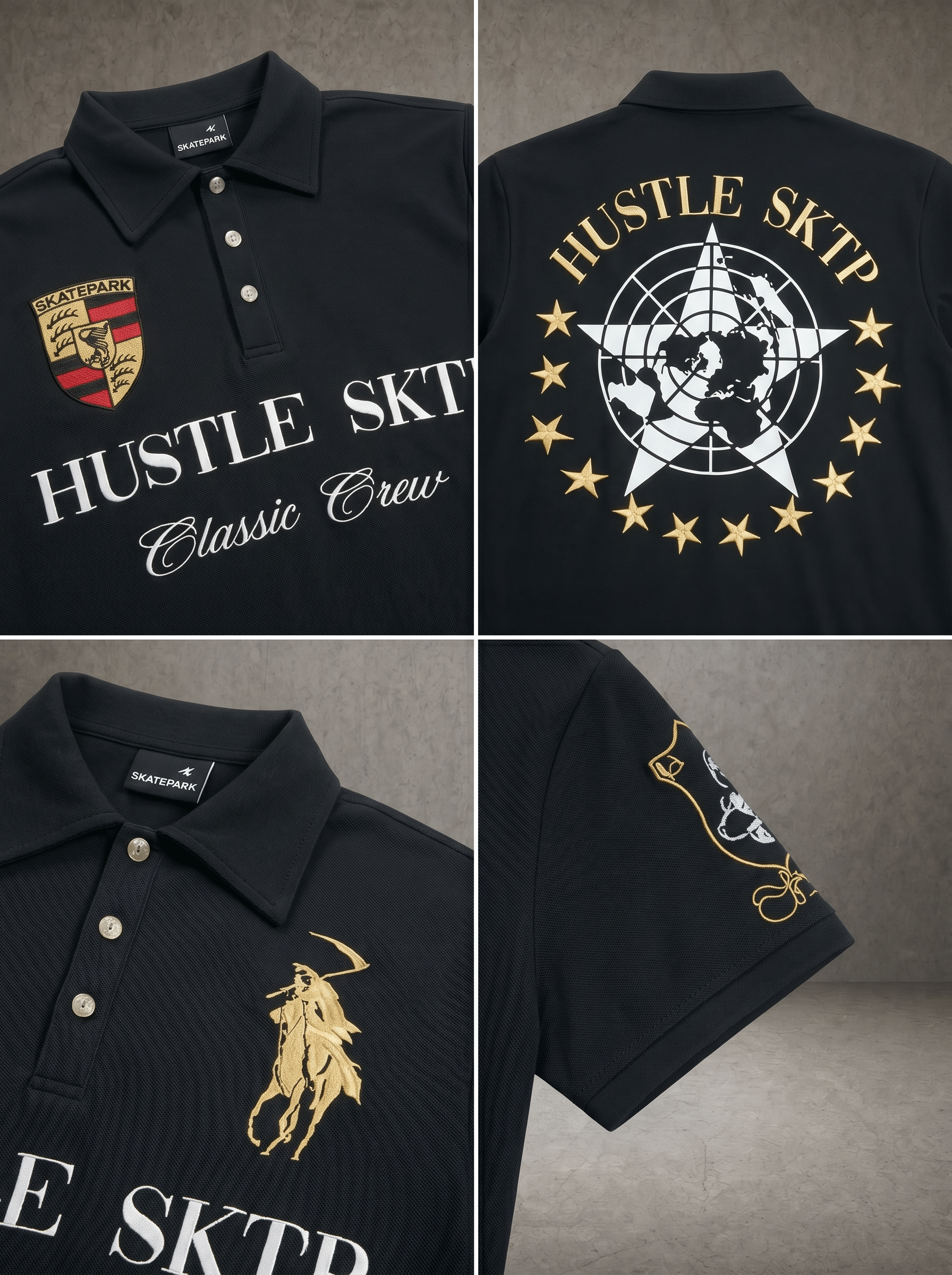 HUSTLE SKTP CLASSIC CREW POLO SHIRT