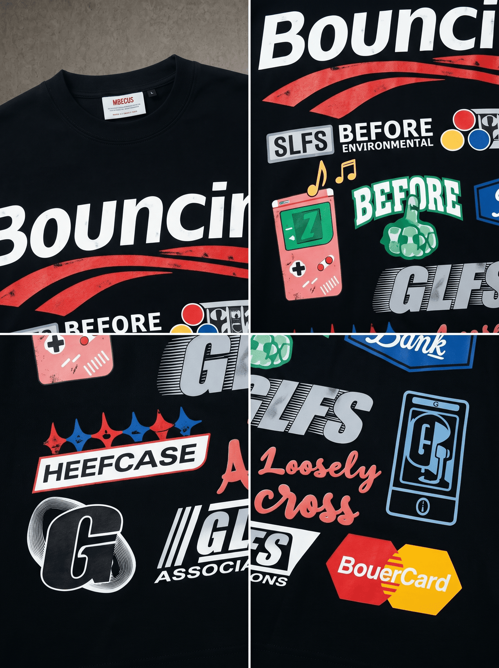 BOUNCING RETRO LOGO COLLAGE T-SHIRT
