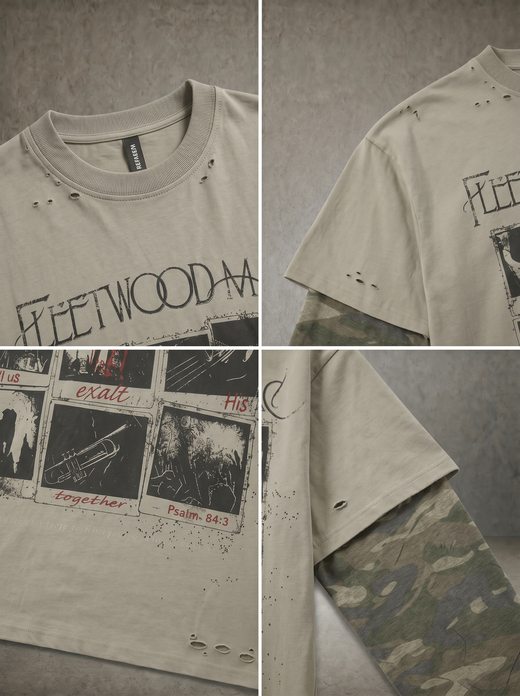 VINTAGE ROCK CAMO FAKE LAYER DISTRESSED LONGSLEEVE