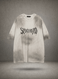 SMOKE WASH SPIKED FRAY LOGO OVERSIZE TEE