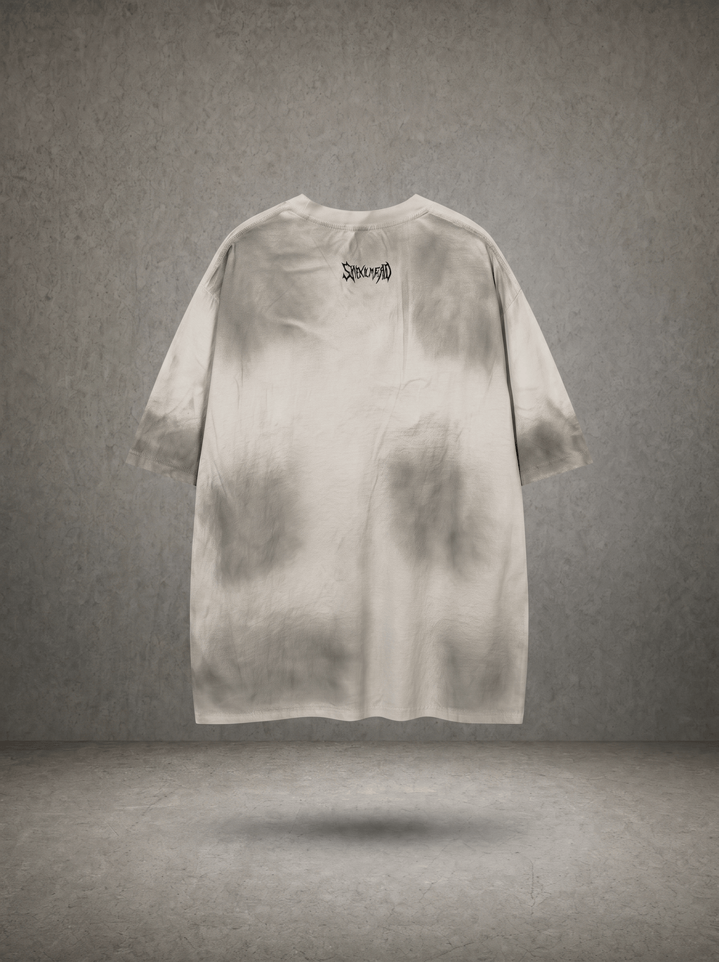 SMOKE WASH SPIKED FRAY LOGO OVERSIZE TEE