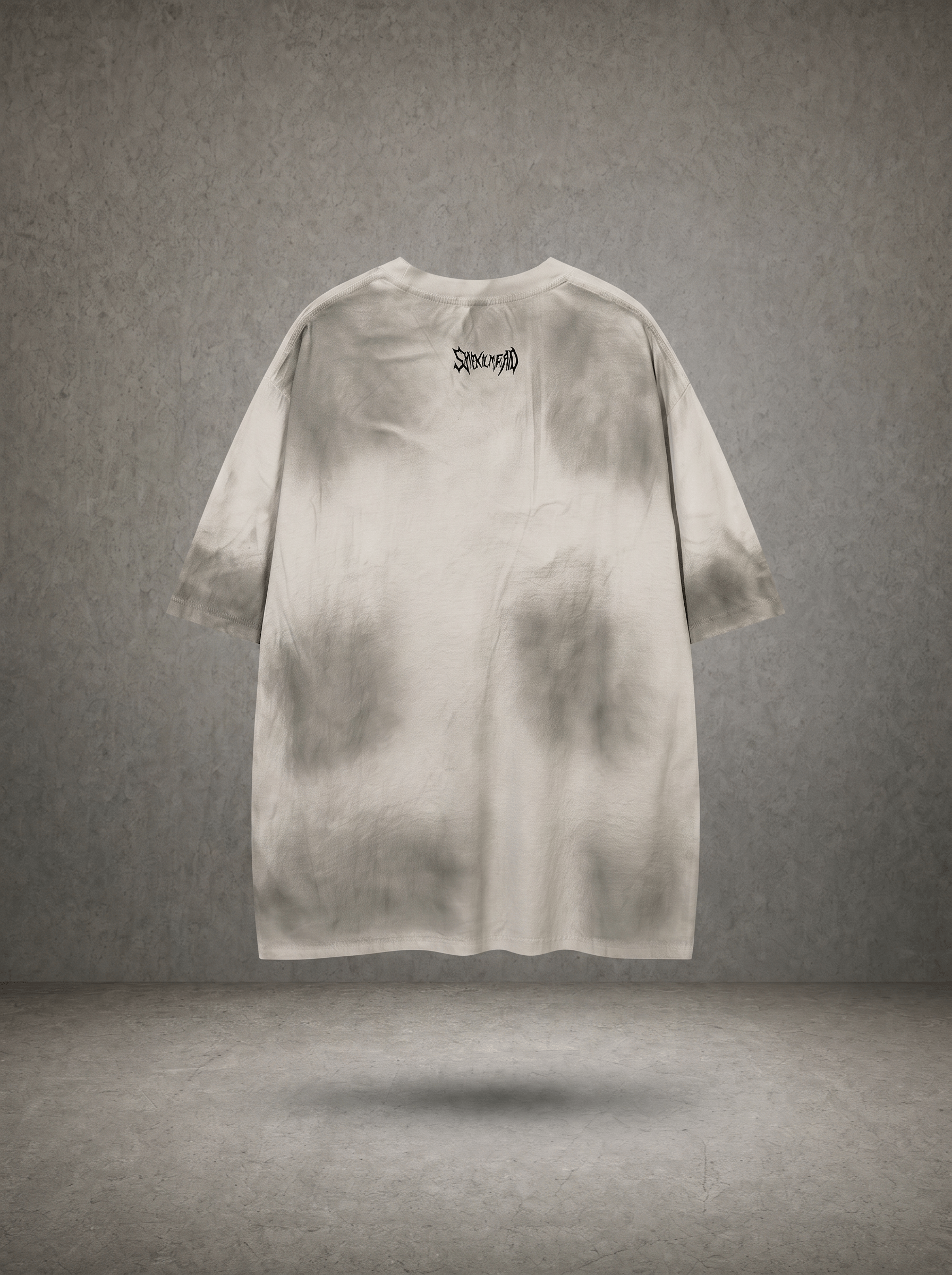 SMOKE WASH SPIKED FRAY LOGO OVERSIZE TEE