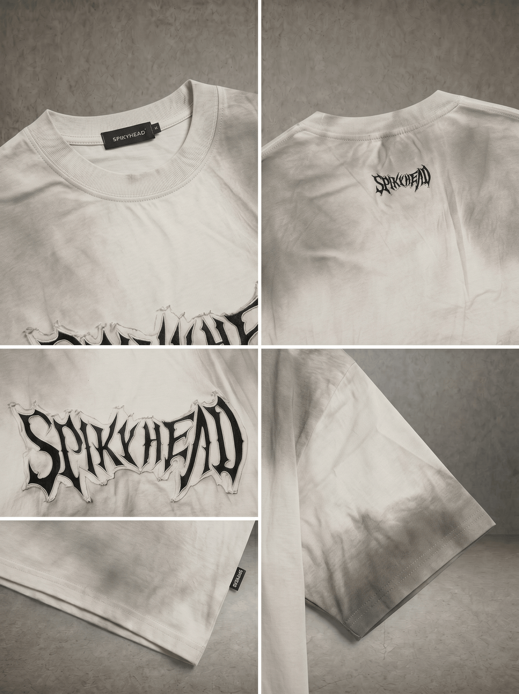SMOKE WASH SPIKED FRAY LOGO OVERSIZE TEE