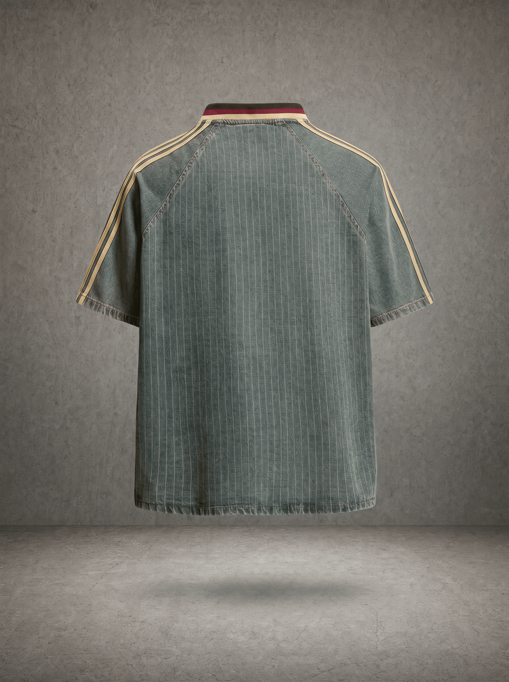 STRIPED DENIM PATCHWORK SHIRT