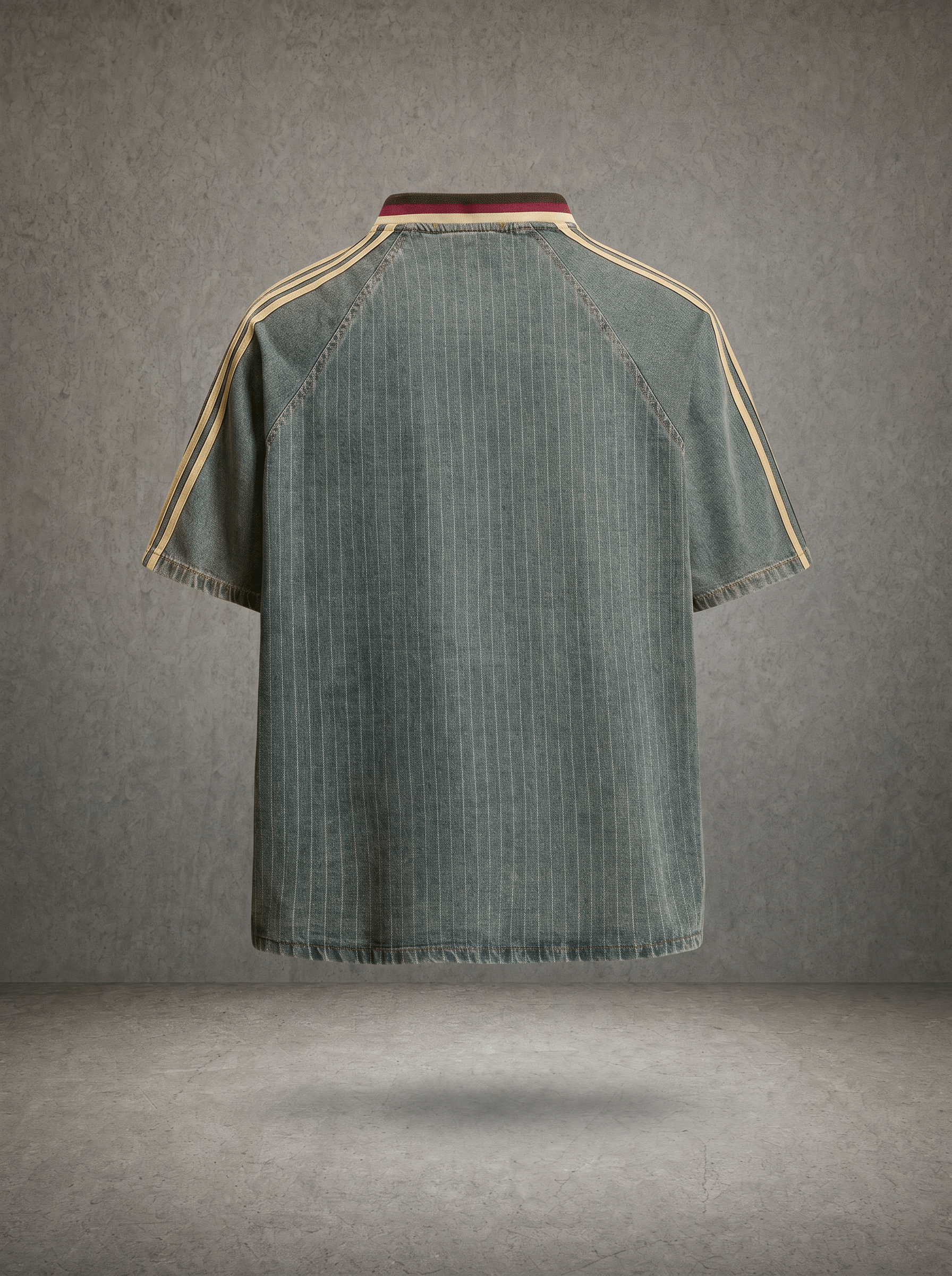 STRIPED DENIM PATCHWORK SHIRT